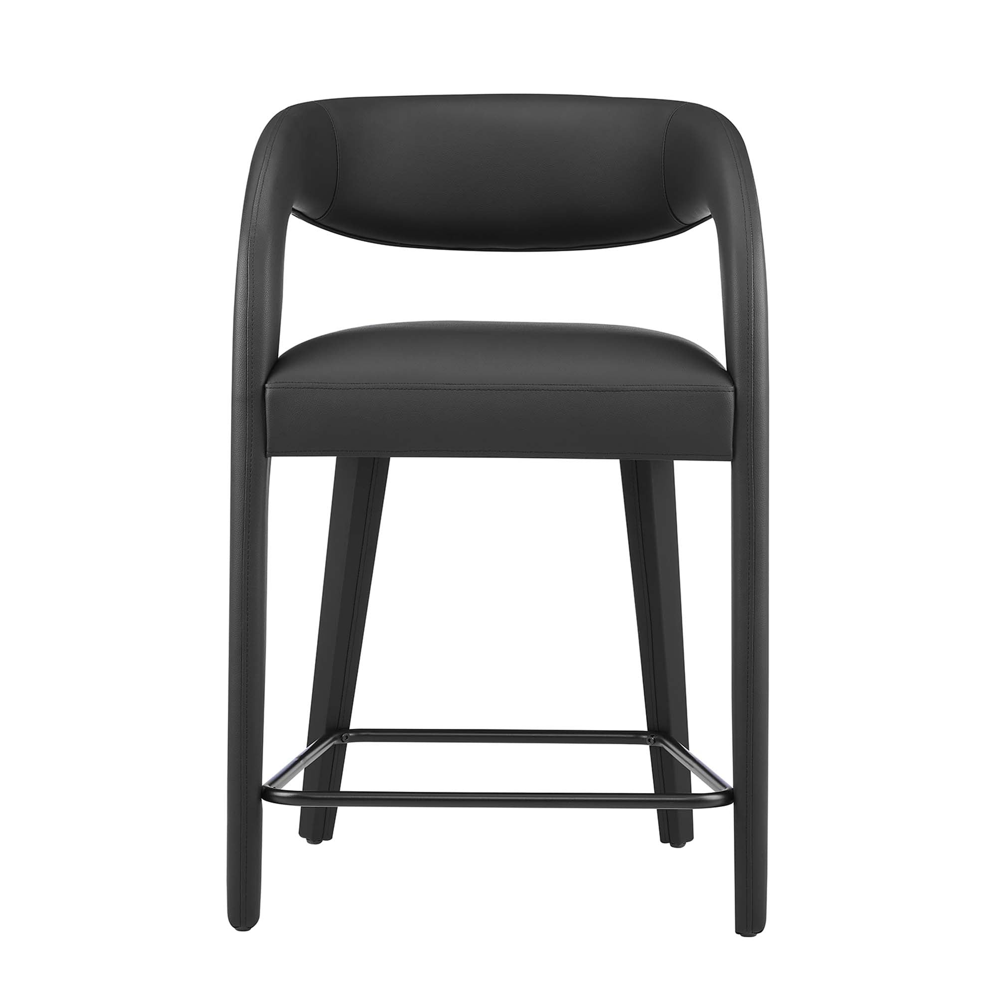 Pinnacle Vegan Leather Counter Stool Set of 2, Black Black