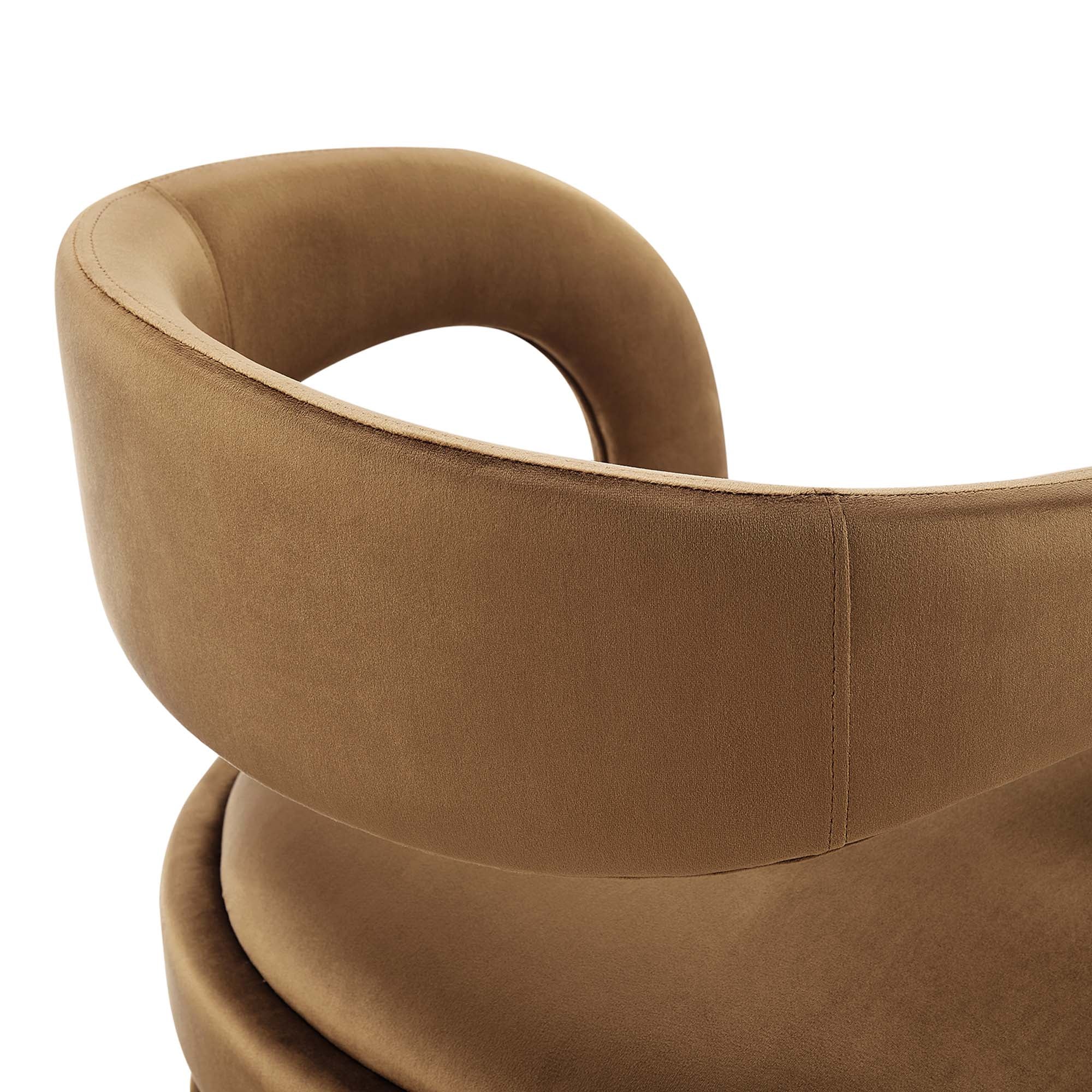 Pinnacle Performance Velvet Counter Stool Set of 2, Brown Gold