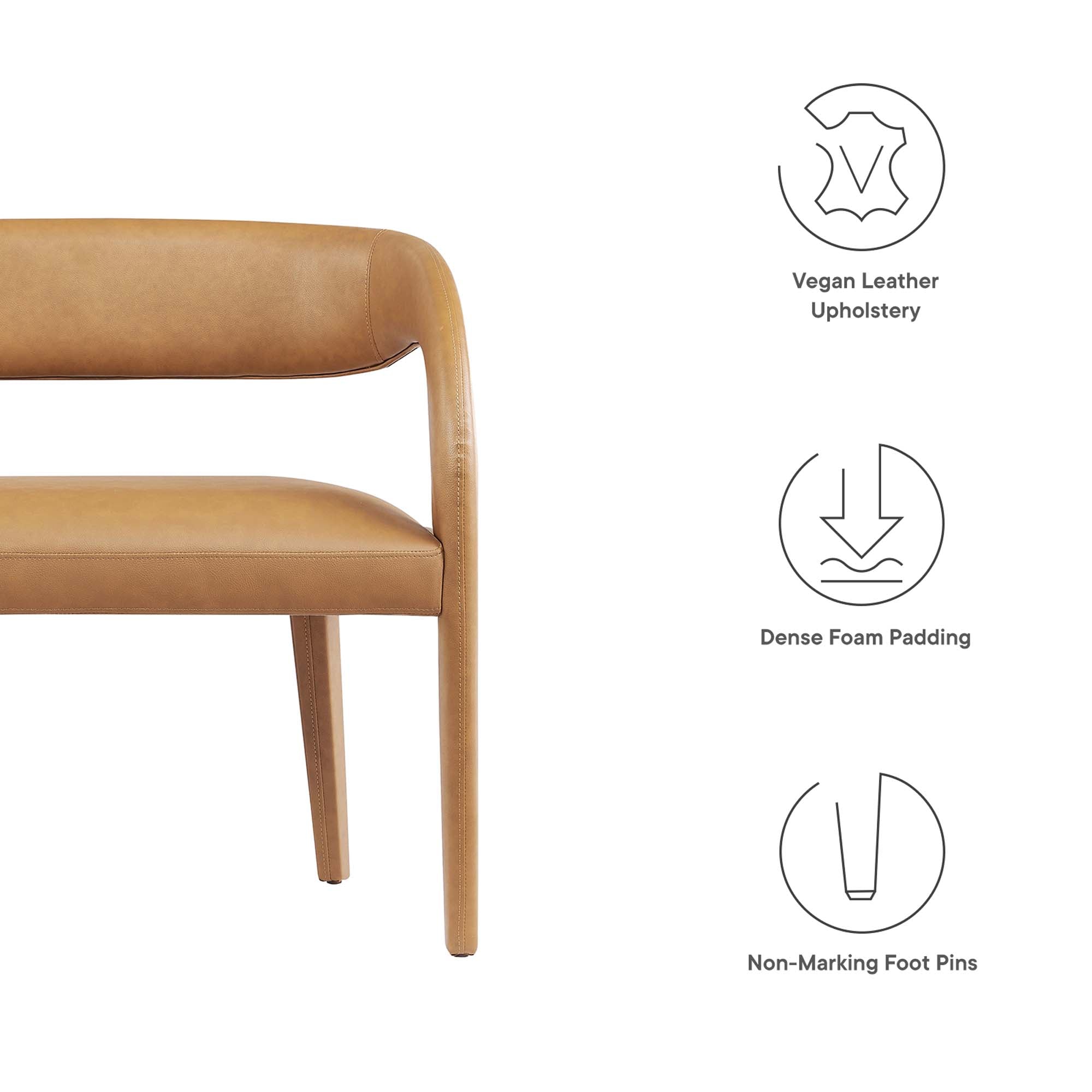 Pinnacle Vegan Leather Accent Bench, Tan