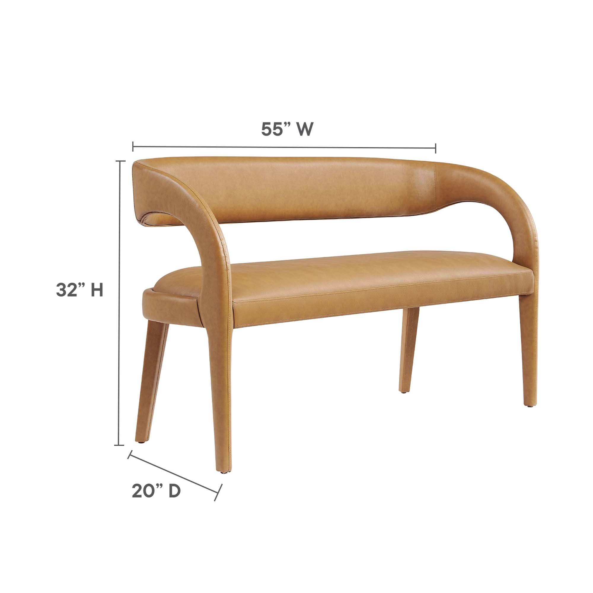 Pinnacle Vegan Leather Accent Bench, Tan
