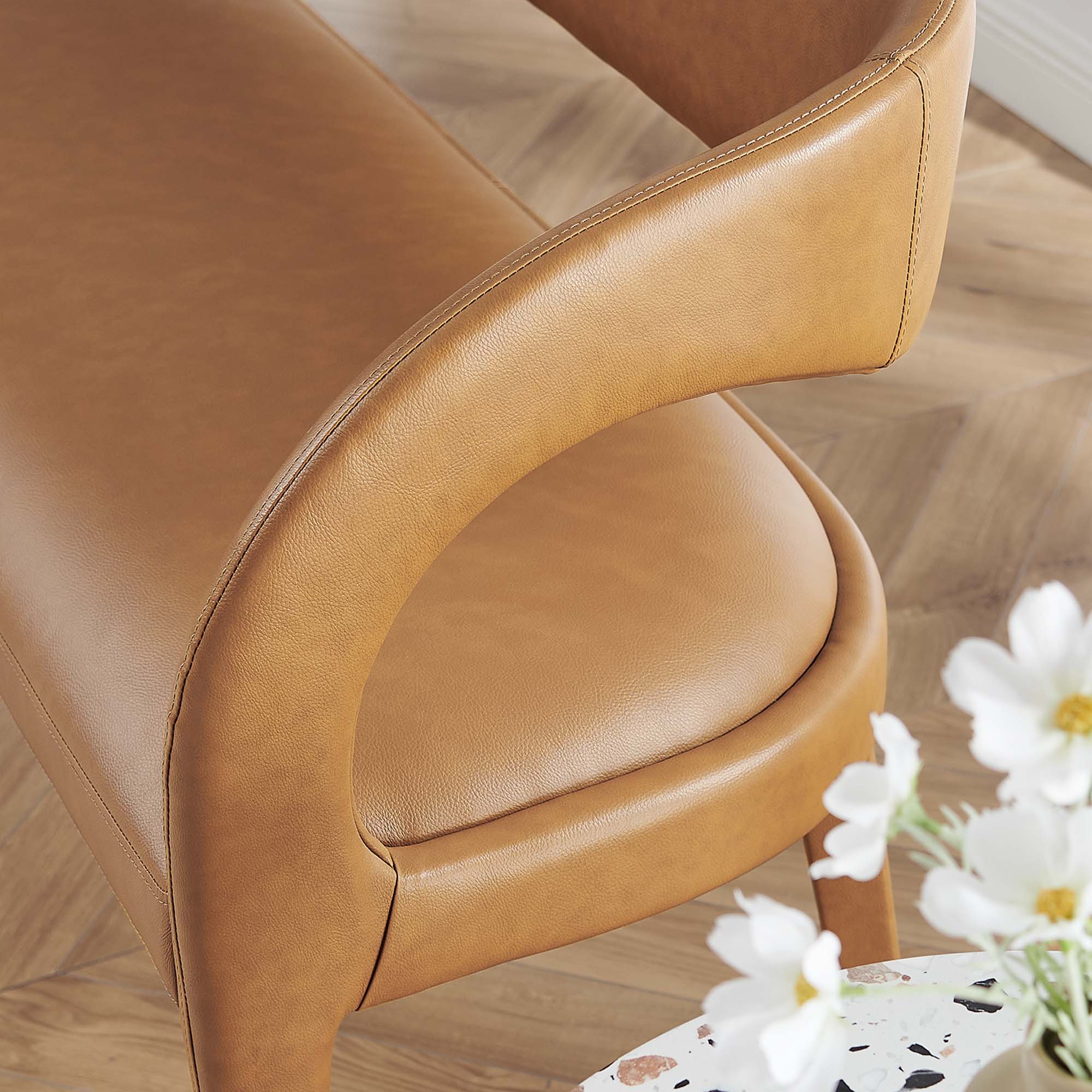 Pinnacle Vegan Leather Accent Bench, Tan