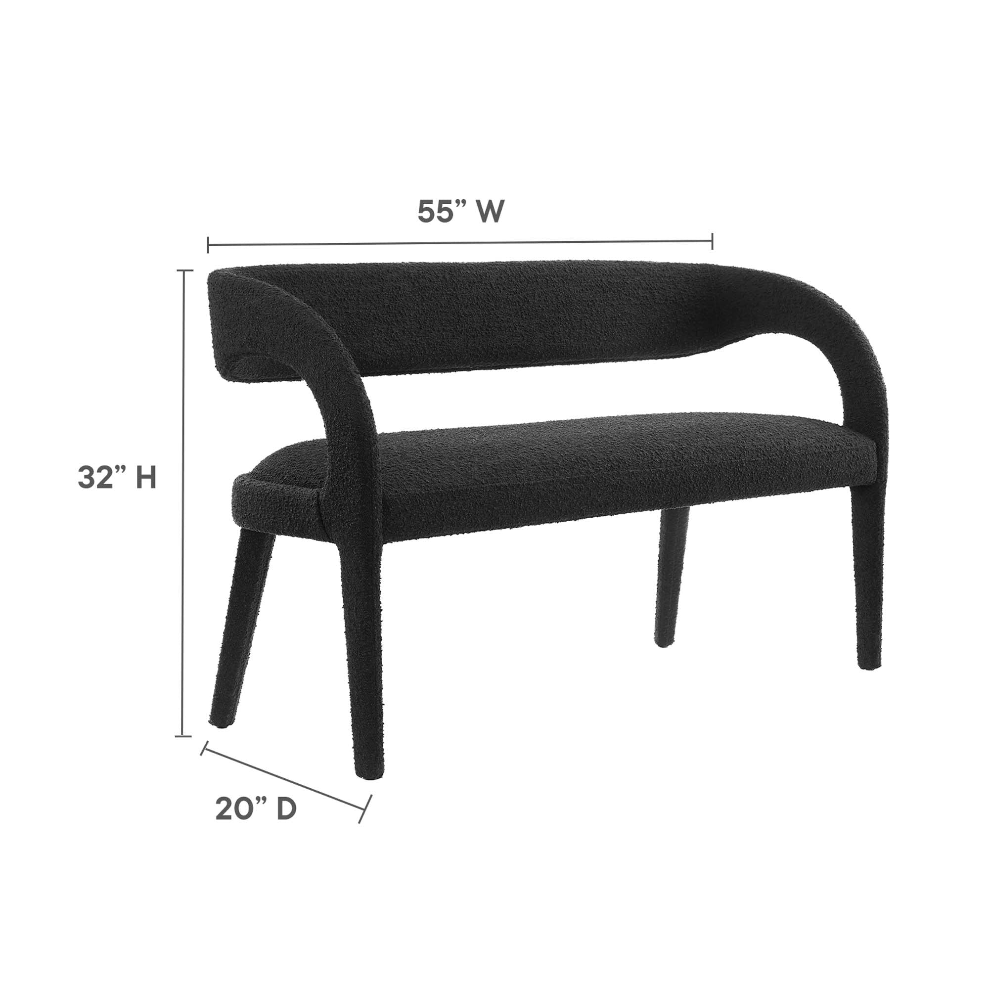 Pinnacle Boucle Fabric Accent Bench, Black