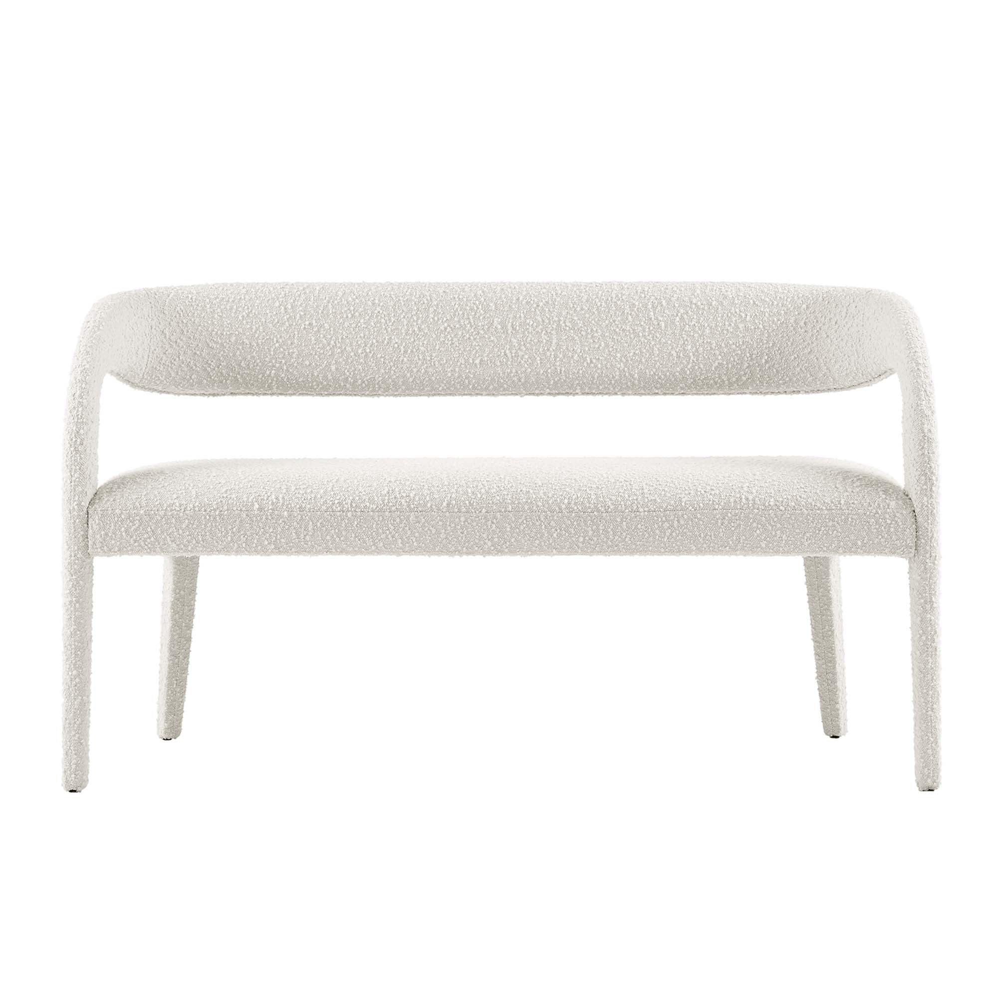 Pinnacle Boucle Fabric Accent Bench, Ivory