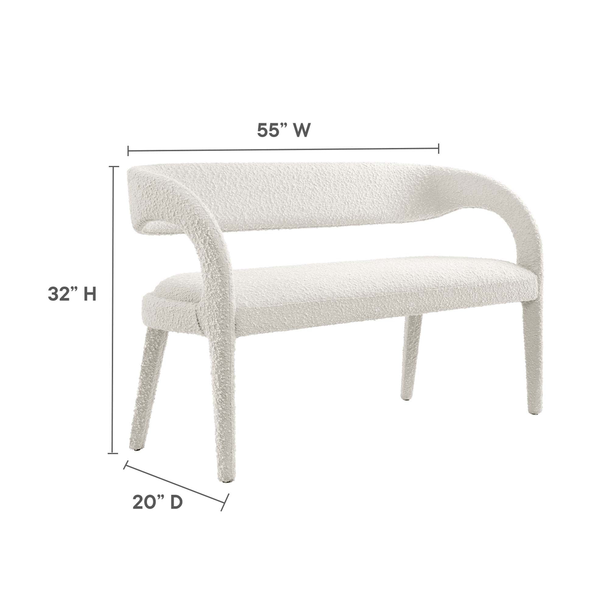 Pinnacle Boucle Fabric Accent Bench, Ivory