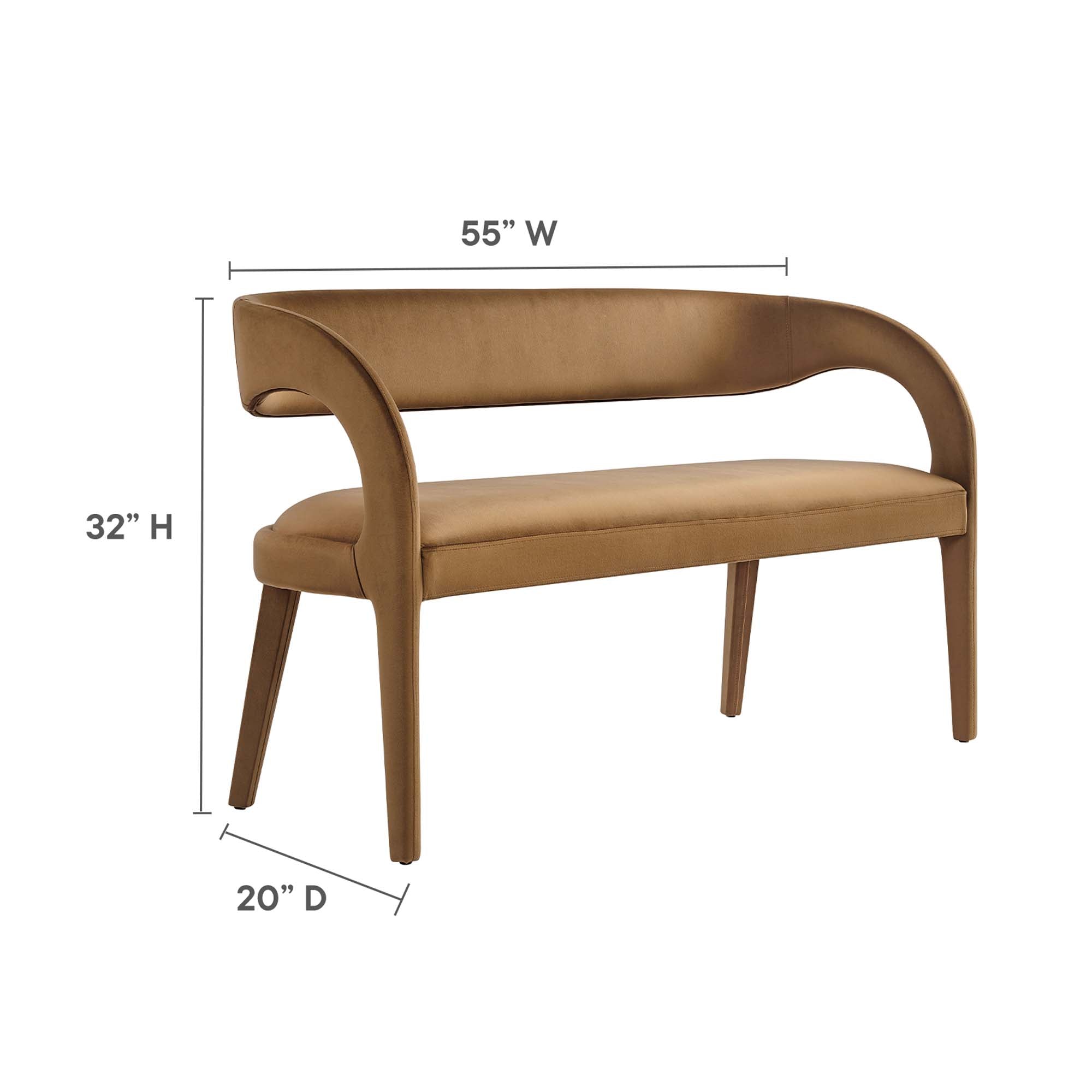Pinnacle Performance Velvet Accent Bench, Brown