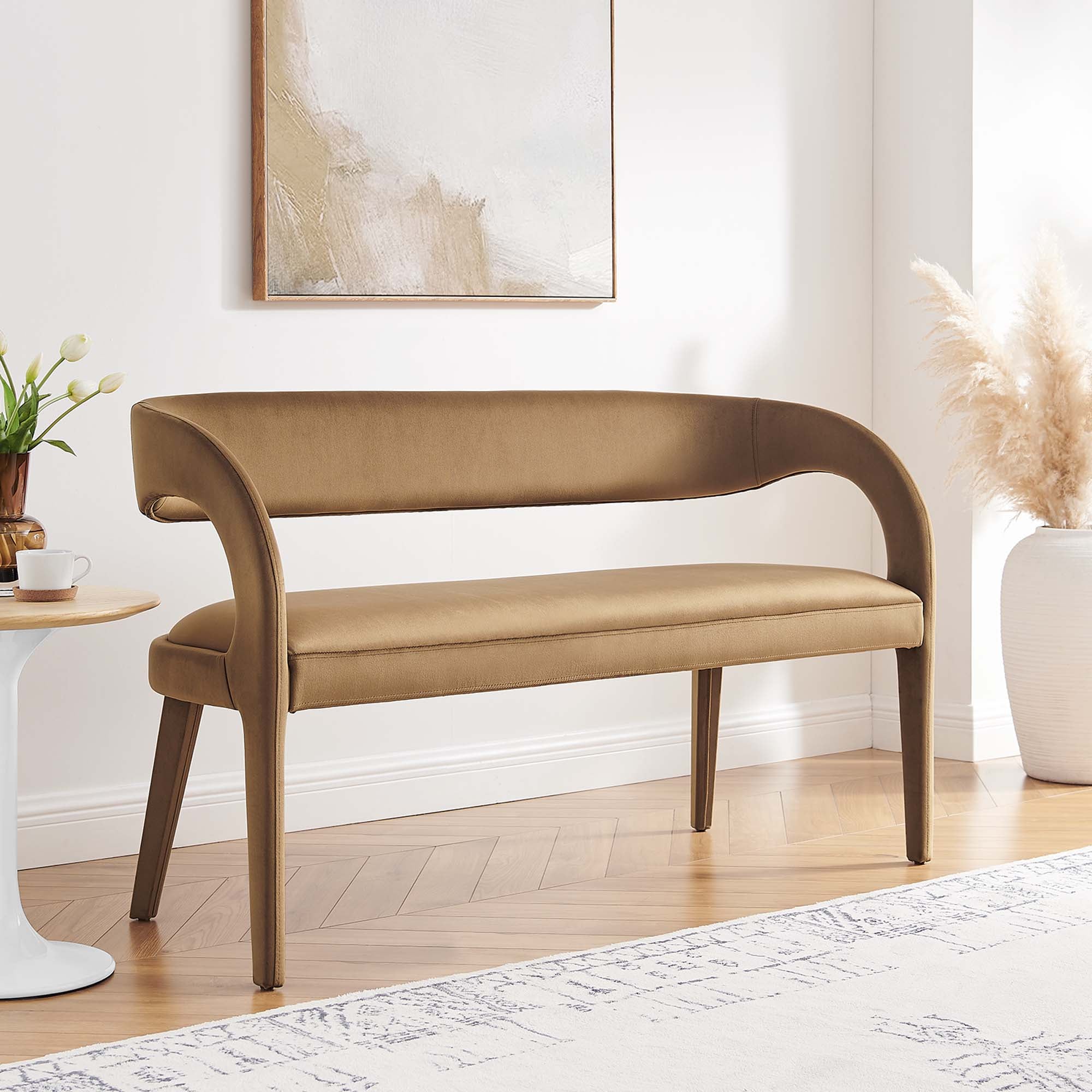 Pinnacle Performance Velvet Accent Bench, Brown