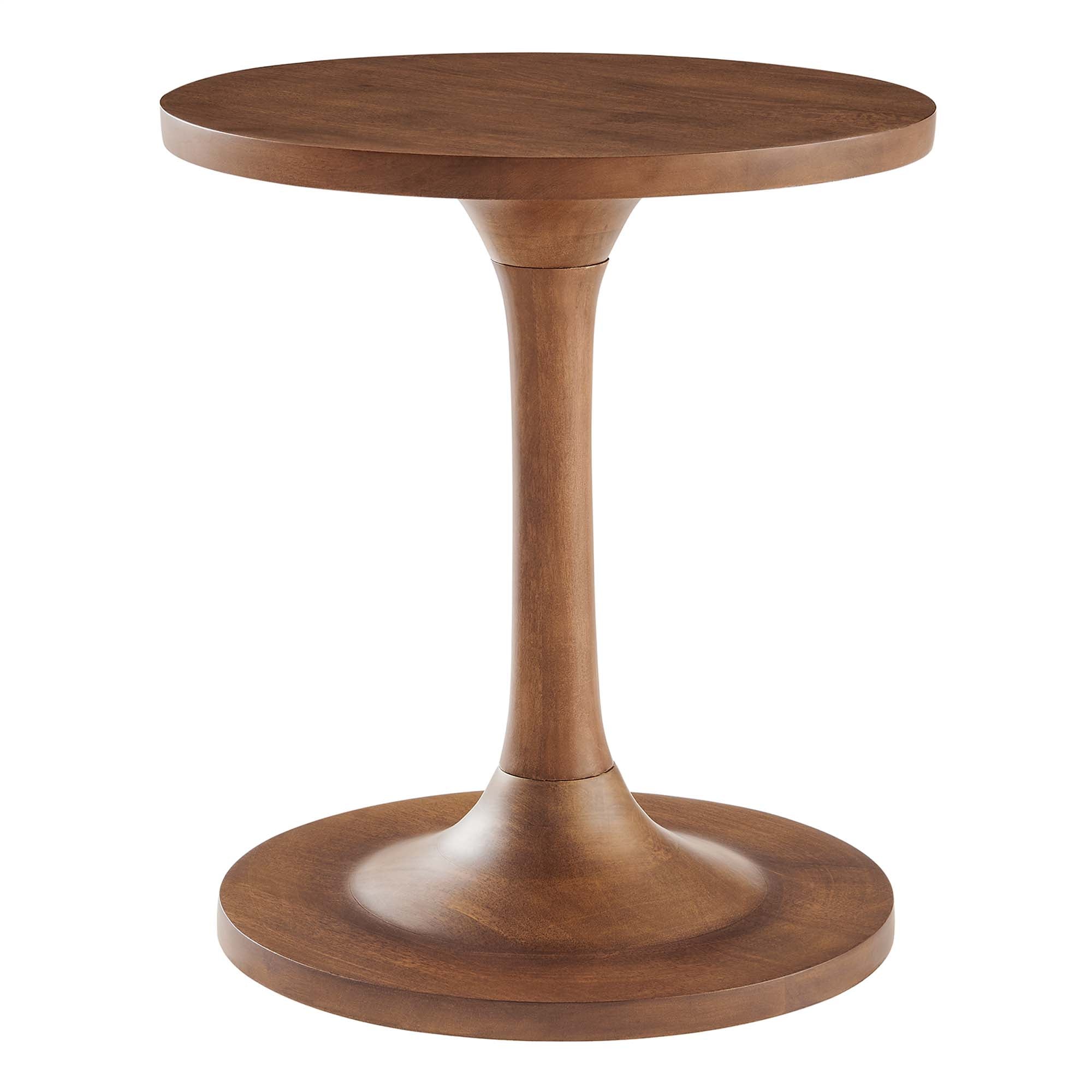 Lina Round Wood Side Table, Walnut