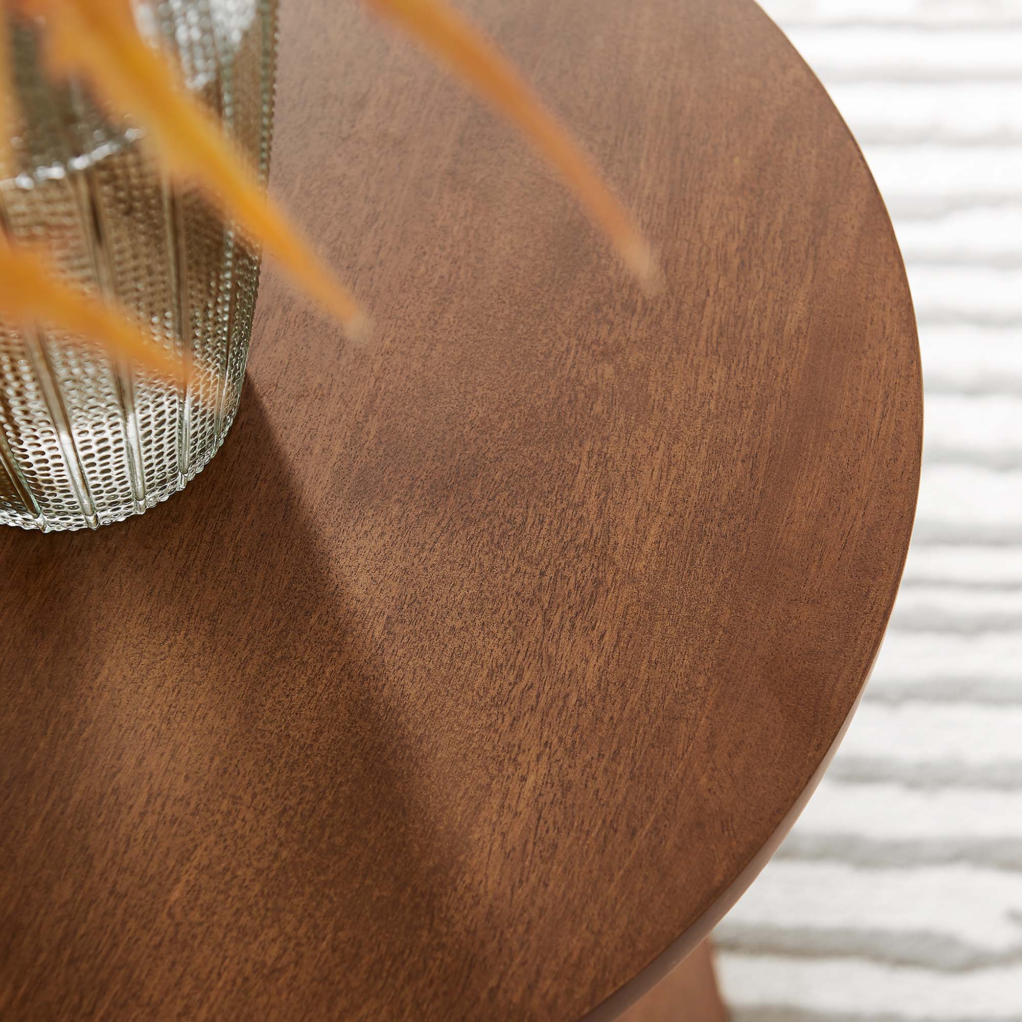 Lina Round Wood Side Table, Walnut