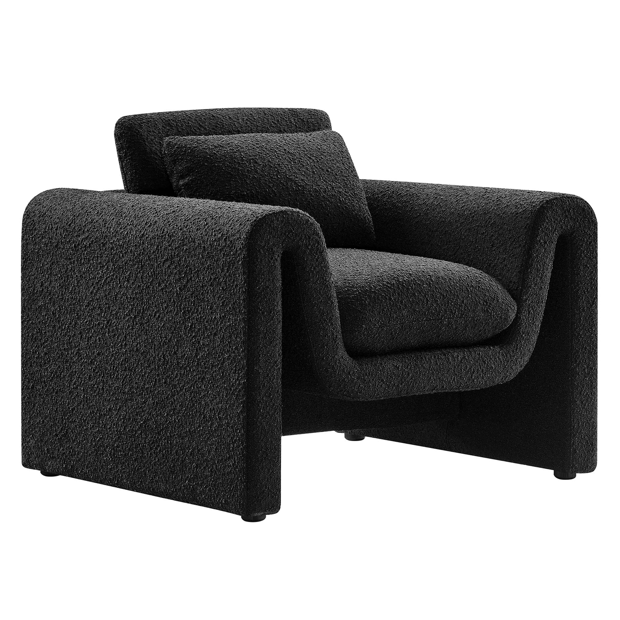 Waverly Boucle Upholstered Armchair, Black
