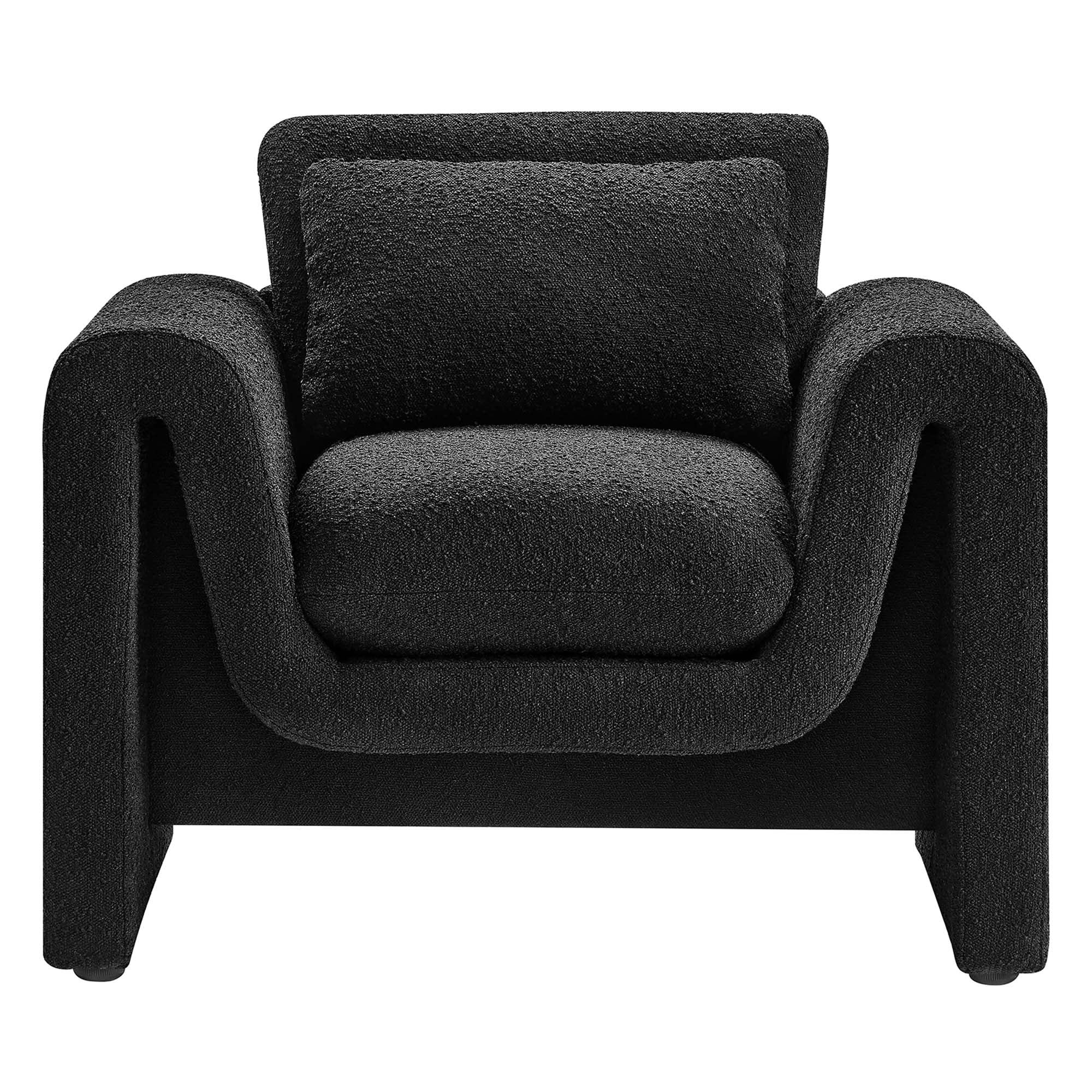 Waverly Boucle Upholstered Armchair, Black