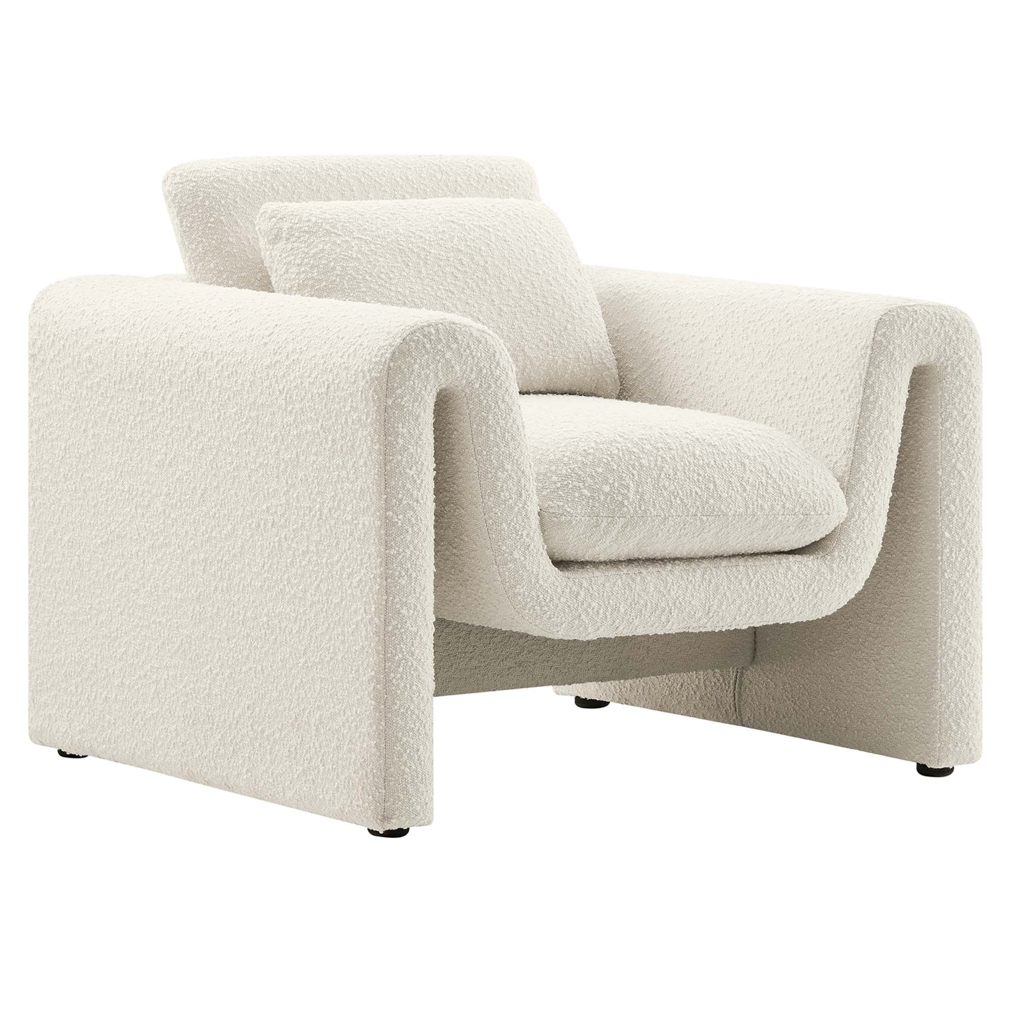 Waverly Boucle Upholstered Armchair, Ivory