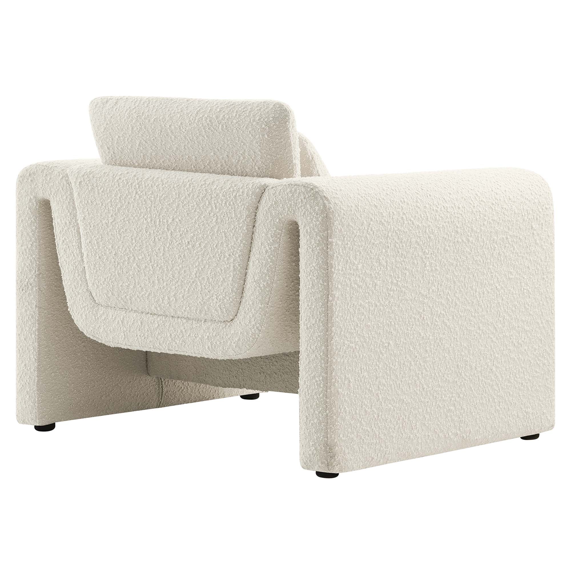 Waverly Boucle Upholstered Armchair, Ivory