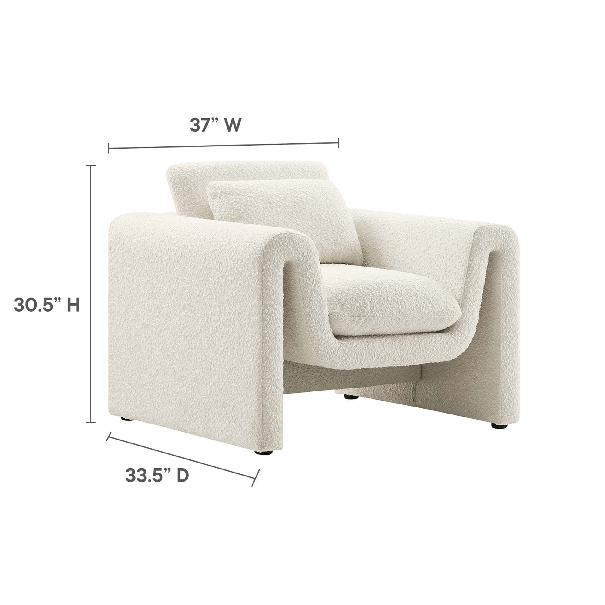 Waverly Boucle Upholstered Armchair, Ivory