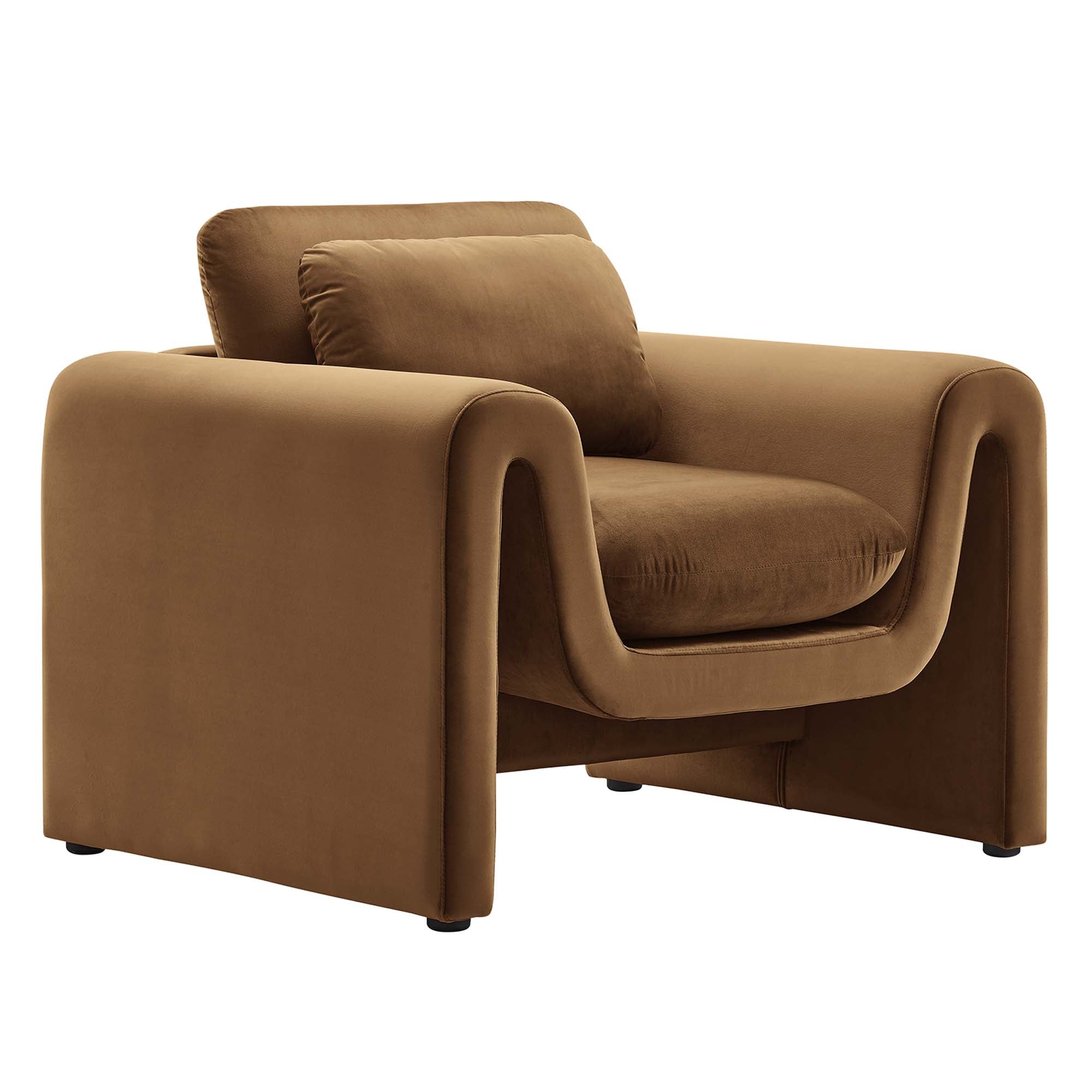 Waverly Performance Velvet Armchair, Brown