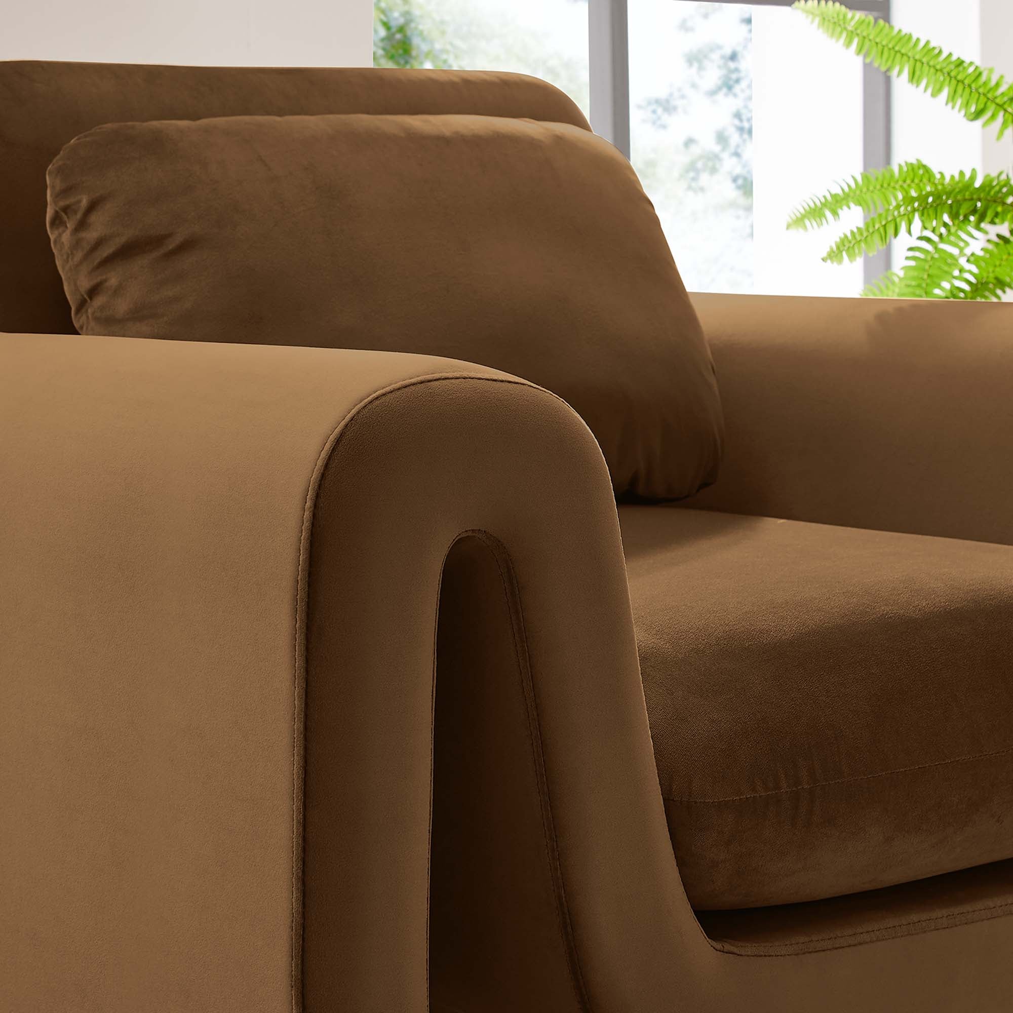 Waverly Performance Velvet Armchair, Brown