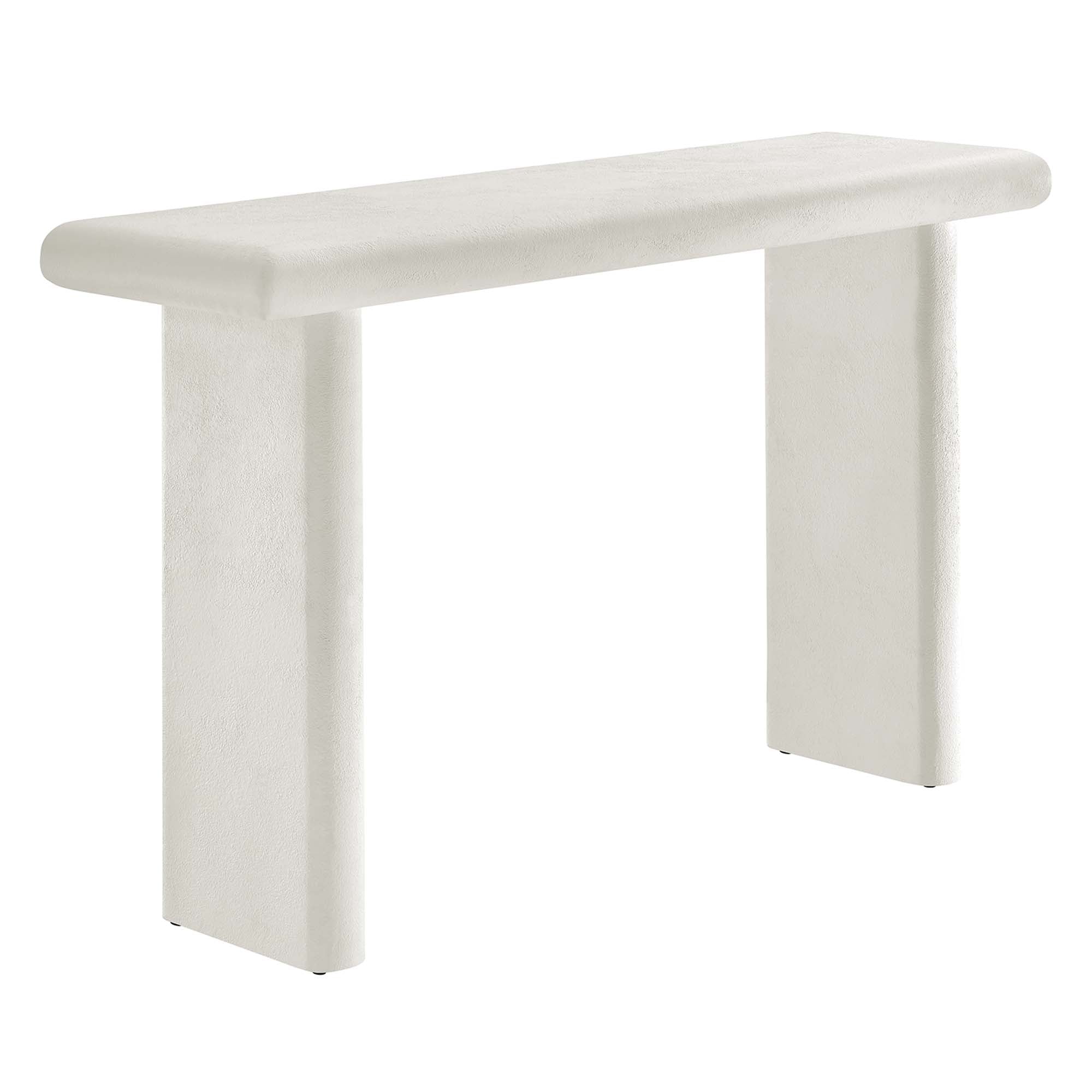 Relic Concrete Textured Console Table, White