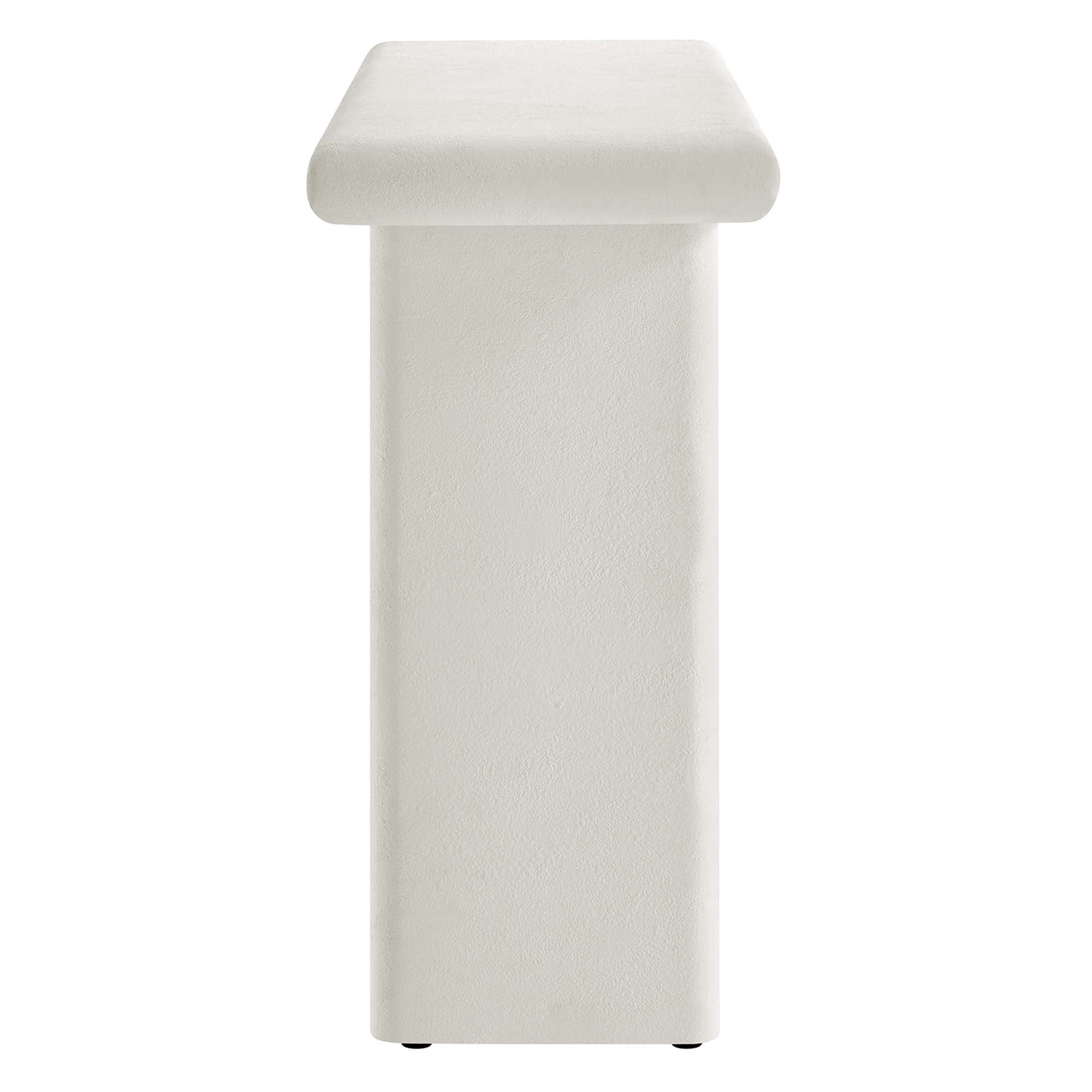 Relic Concrete Textured Console Table, White