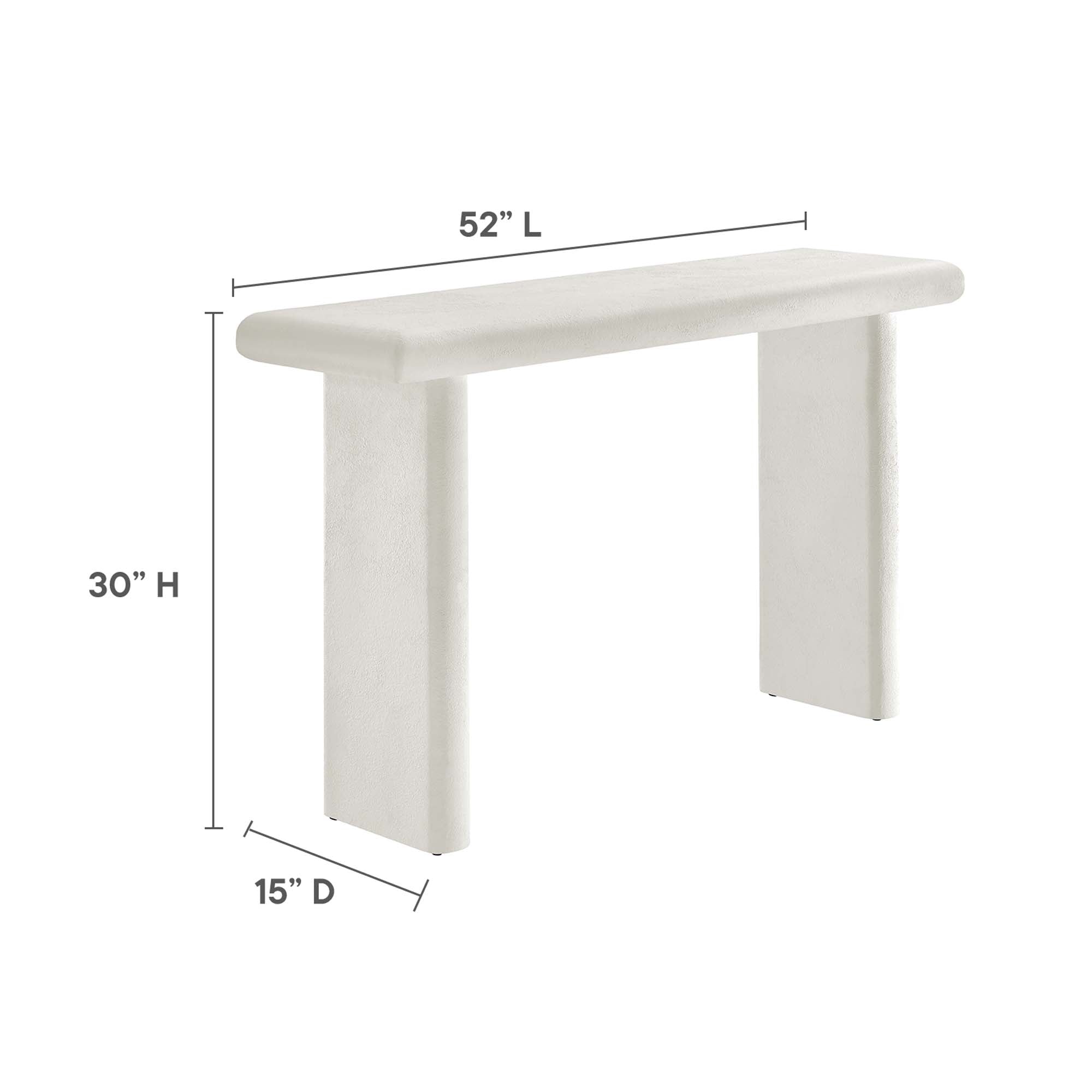 Relic Concrete Textured Console Table, White