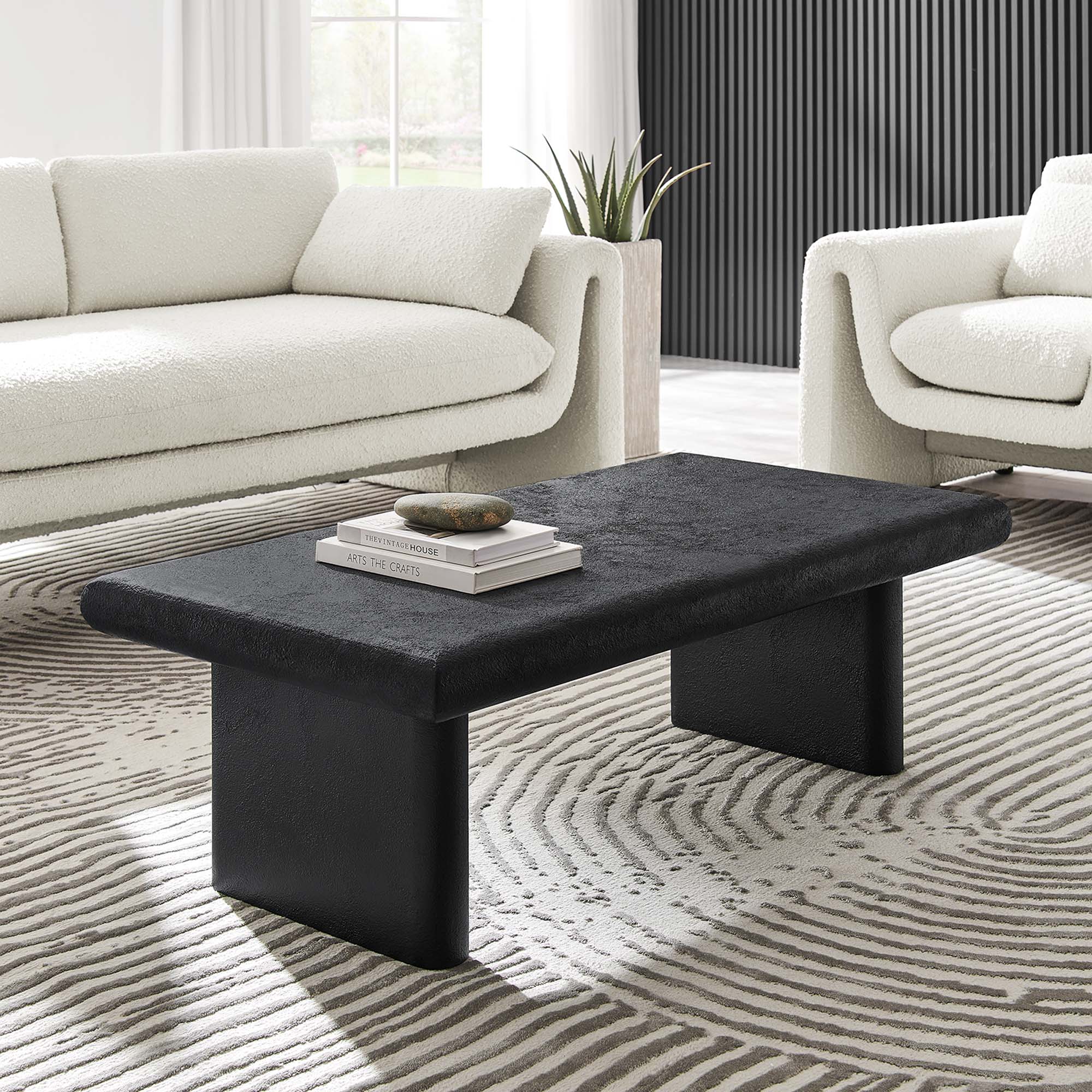 Relic Concrete Textured Coffee Table, Black