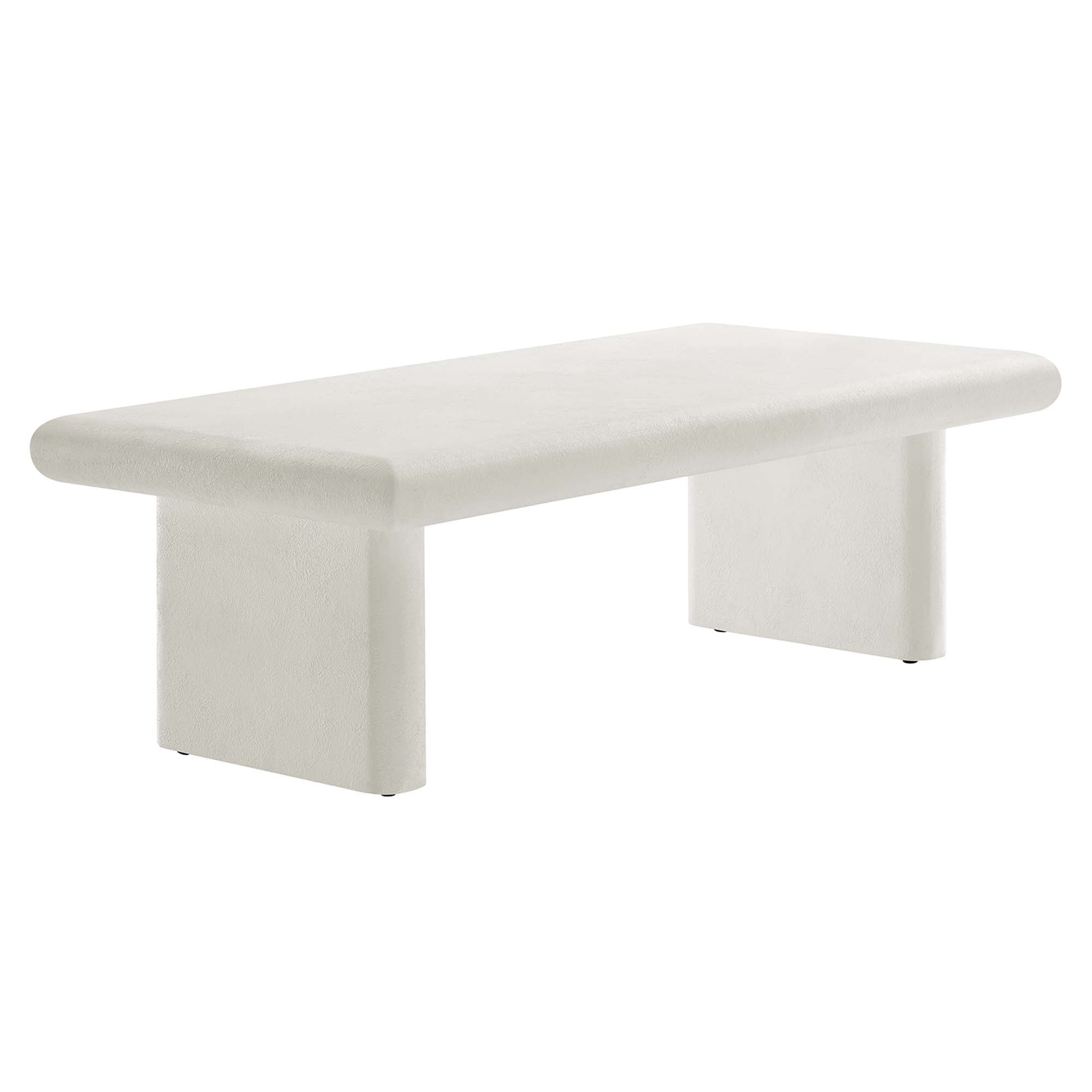 Relic Concrete Textured Coffee Table, White
