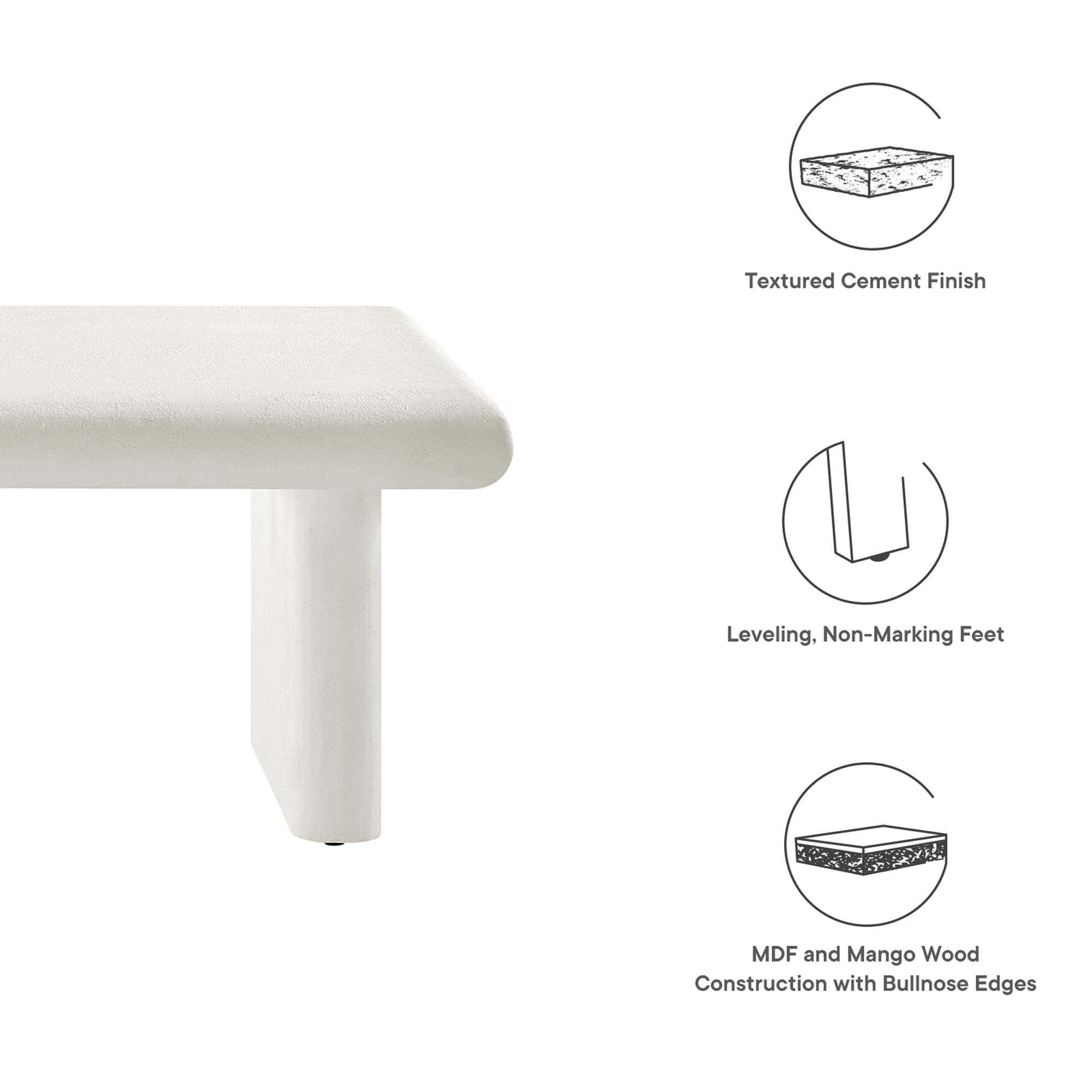 Relic Concrete Textured Coffee Table, White