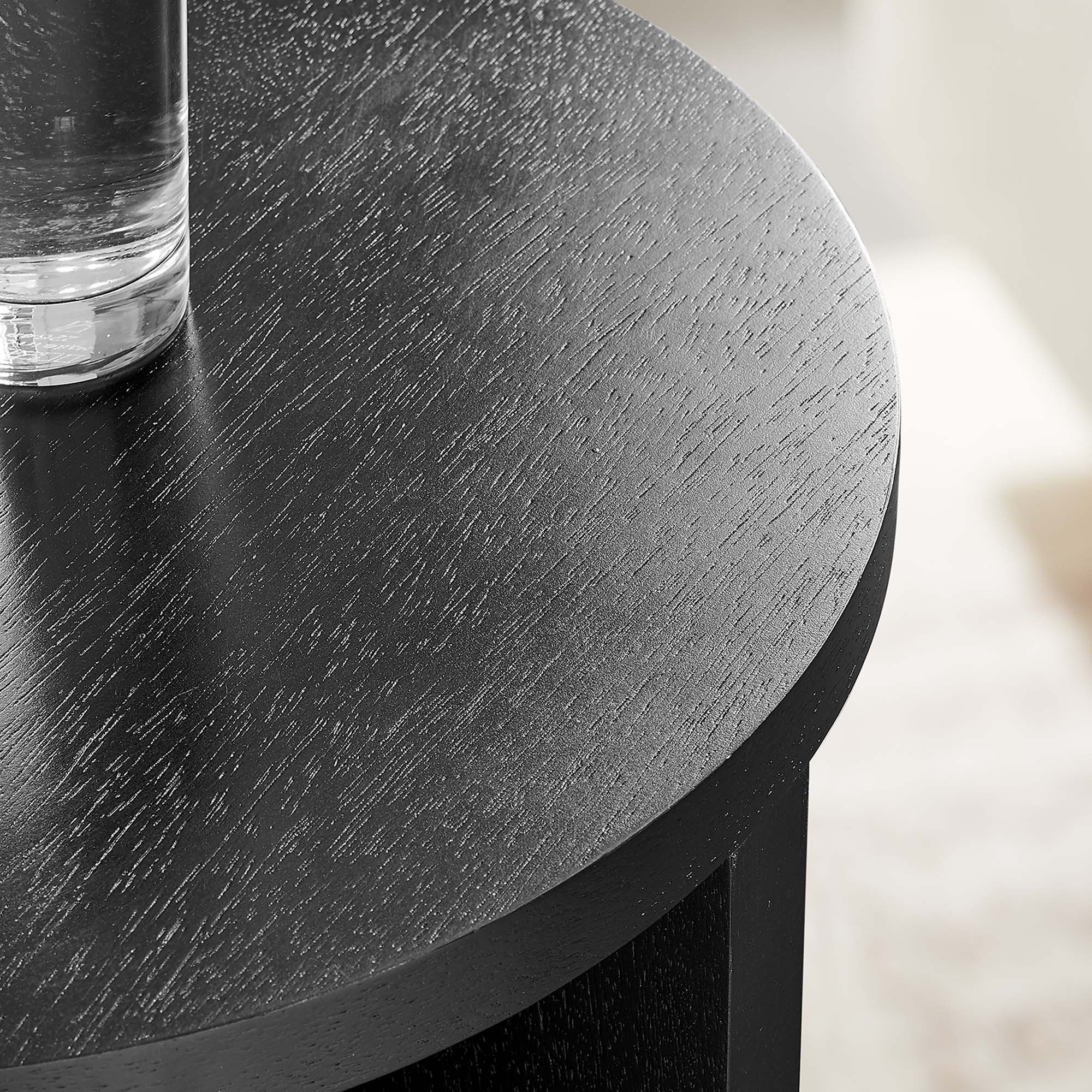 Silas Round Wood Side Table, Black
