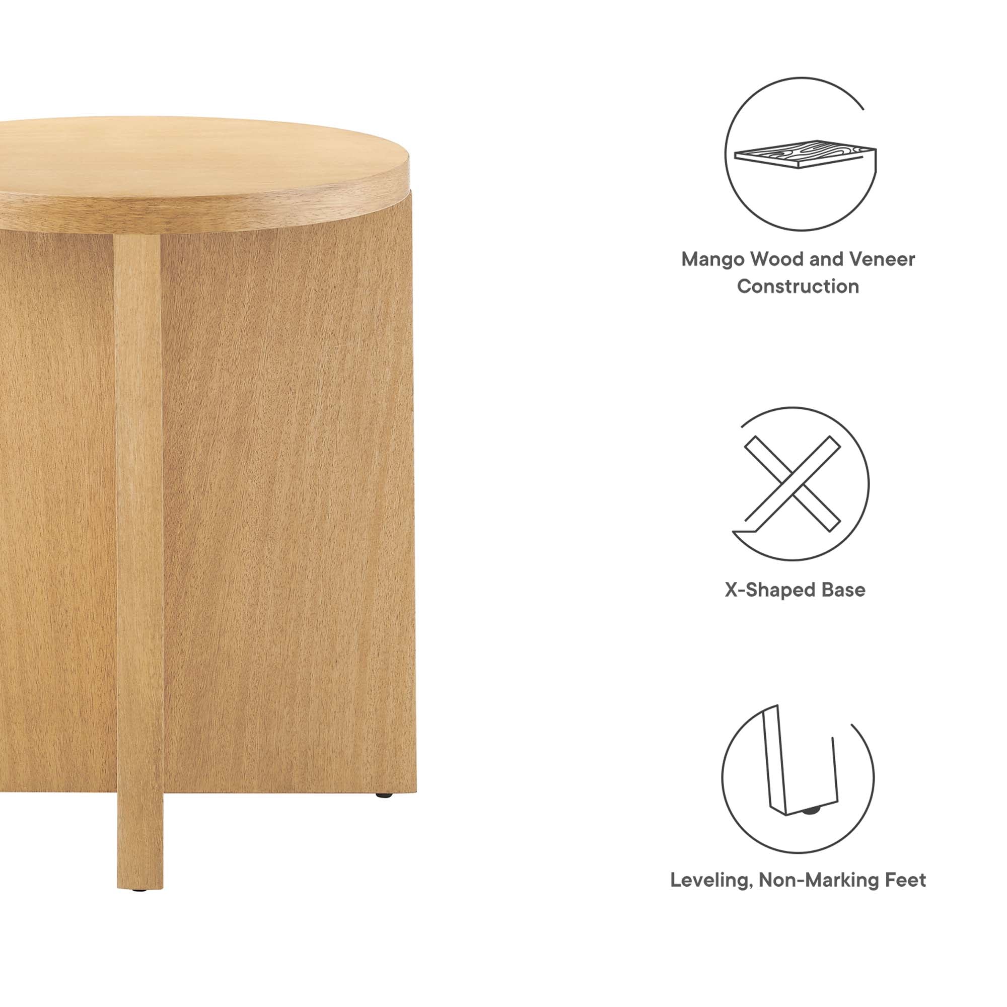 Silas Round Wood Side Table, Natural