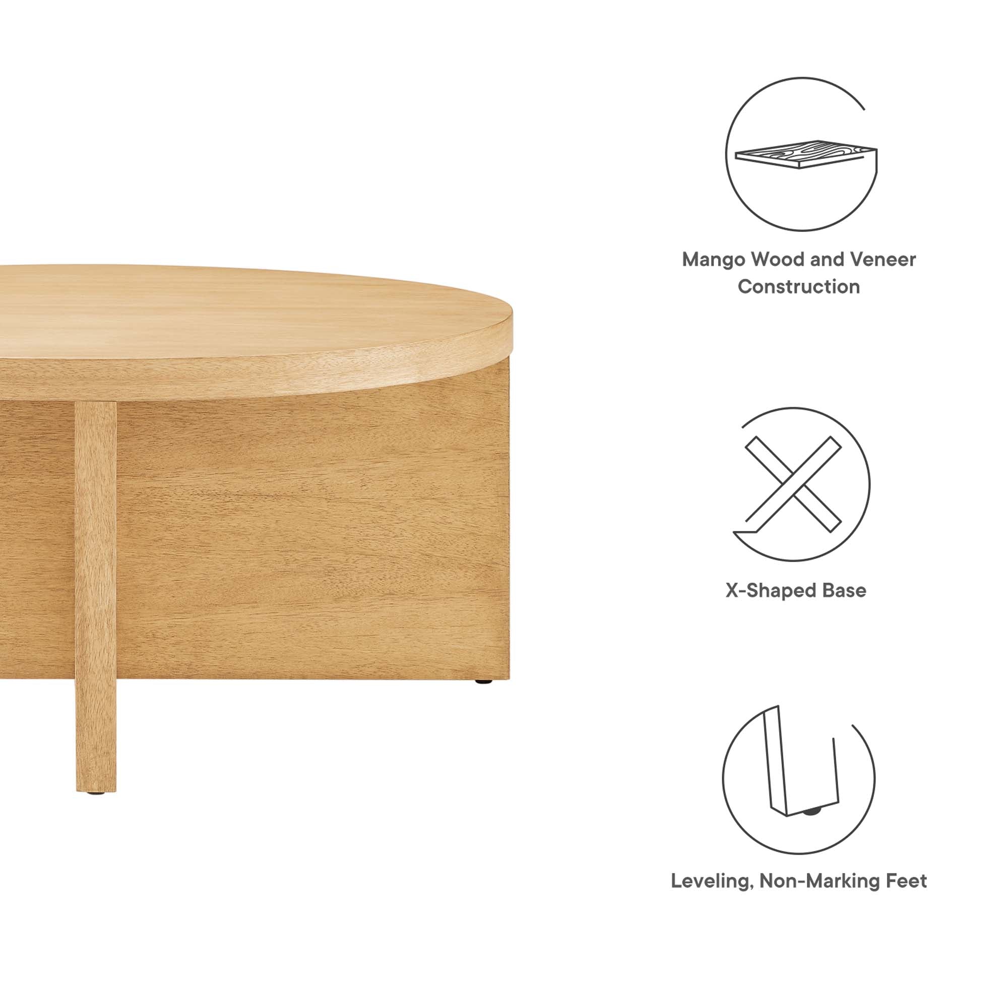 Silas Round Wood Coffee Table, Natural