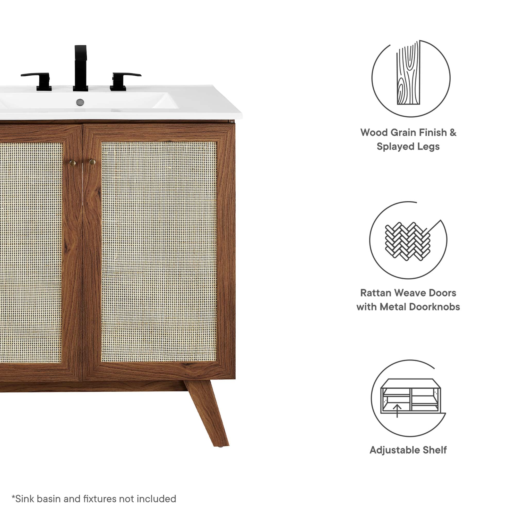Soma 30" Bathroom Vanity Cabinet (Sink Basin Not Included), Walnut