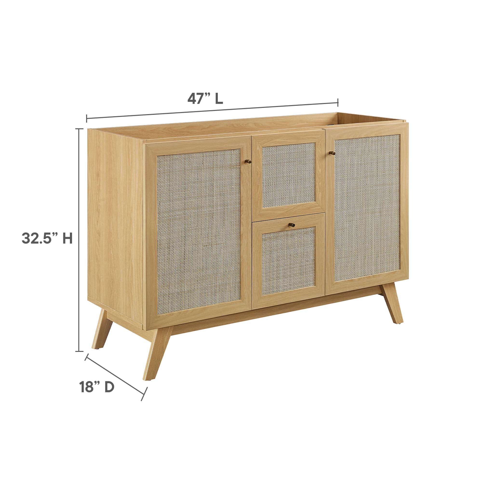 Soma 48" Single or Double Sink Compatible Bathroom Vanity Cabinet (Sink Basin Not Included), Oak