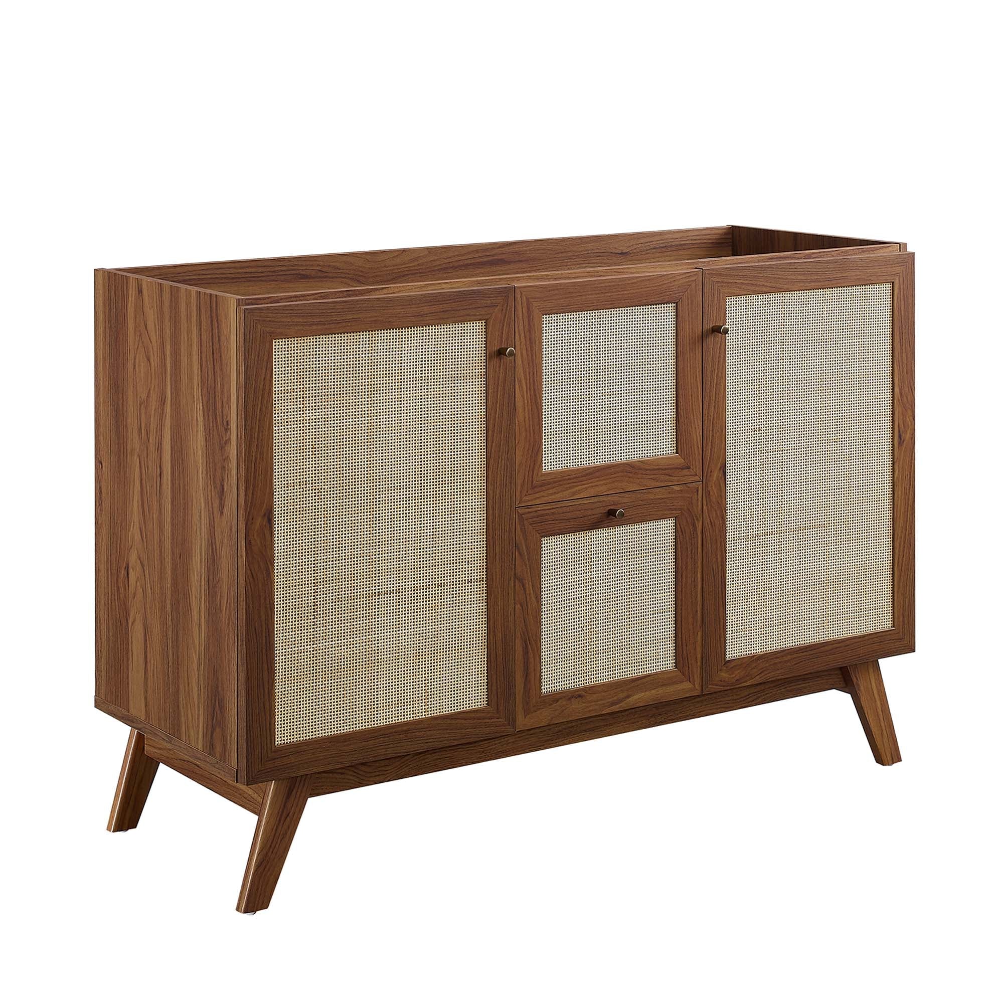 Soma 48" Single or Double Sink Compatible Bathroom Vanity Cabinet (Sink Basin Not Included), Walnut
