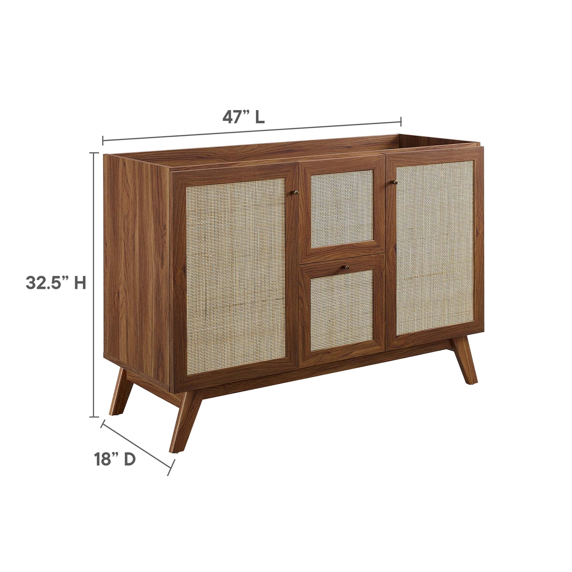 Soma 48" Single or Double Sink Compatible Bathroom Vanity Cabinet (Sink Basin Not Included), Walnut