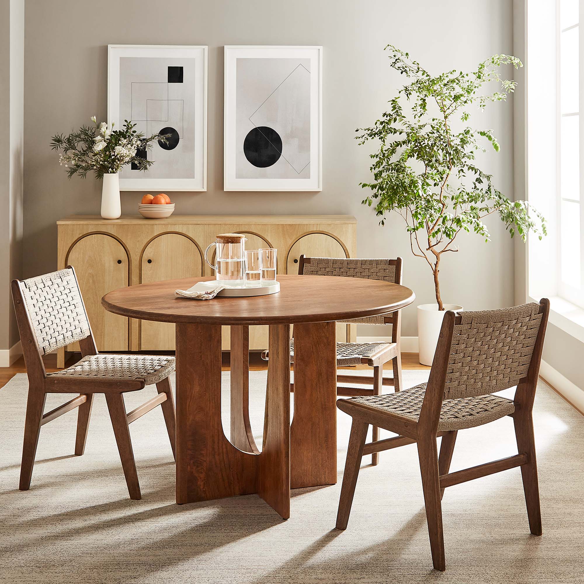 Rivian Round 48" Wood Dining Table, Walnut