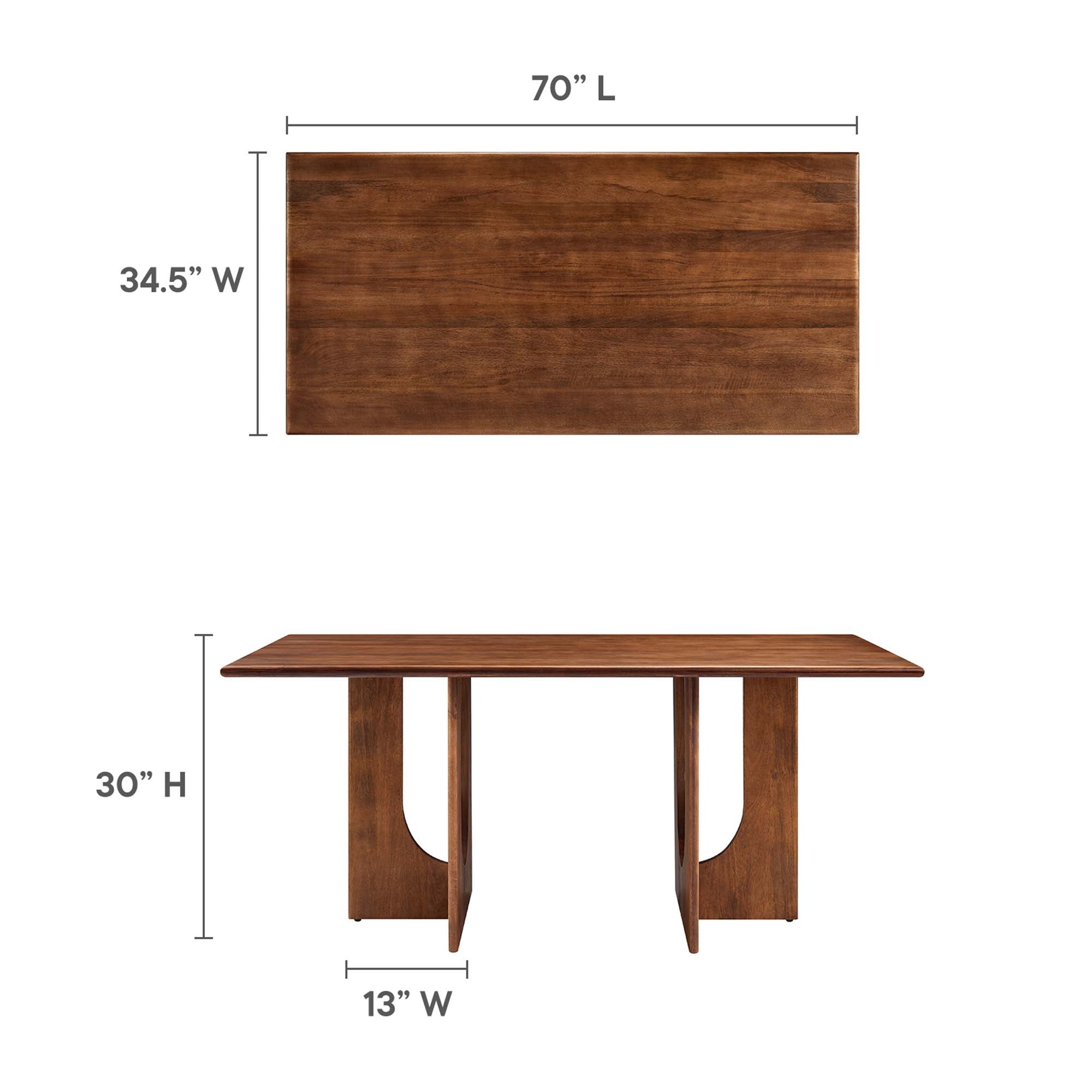 Rivian Rectangular 70" Wood Dining Table, Walnut