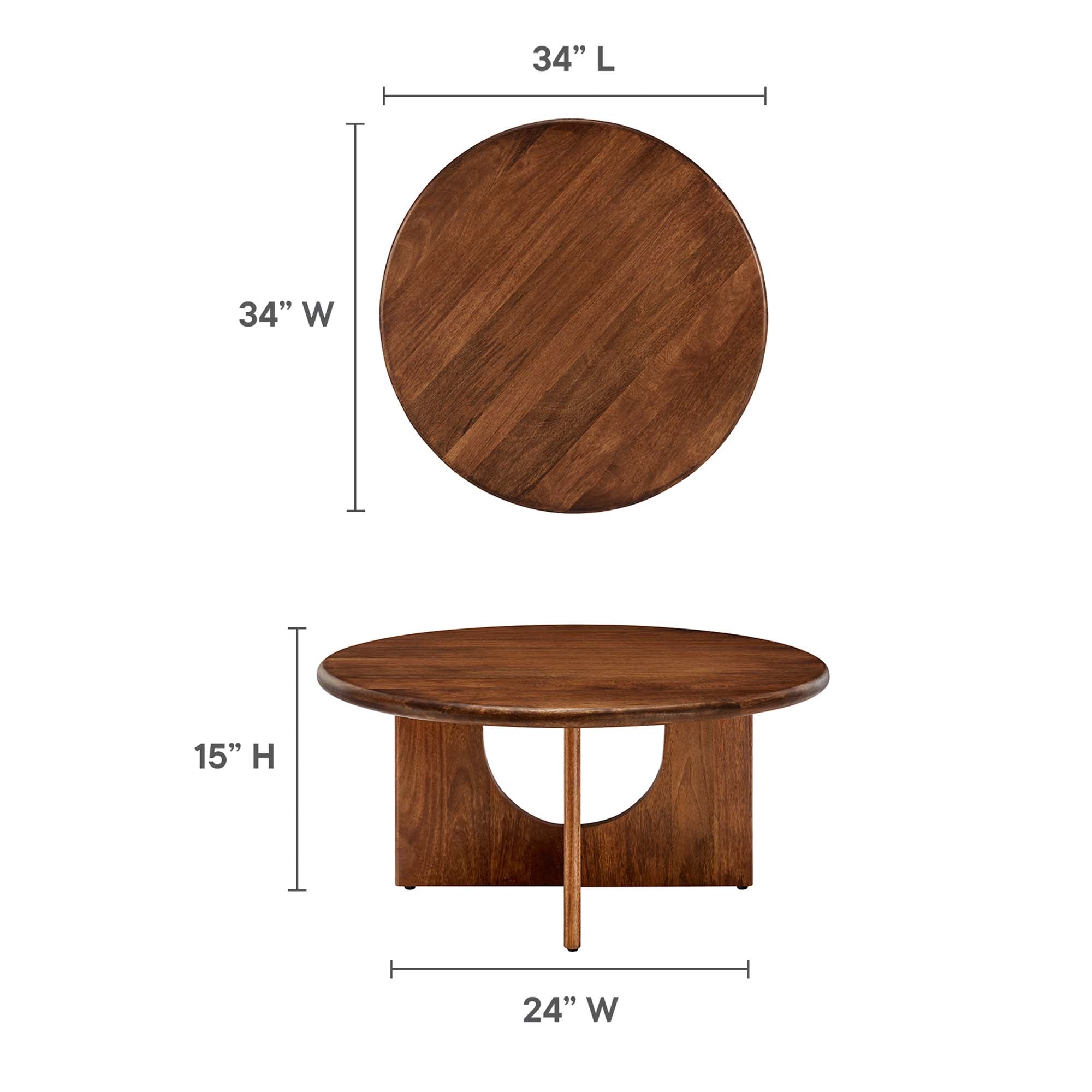 Rivian Round 34" Coffee Table, Walnut