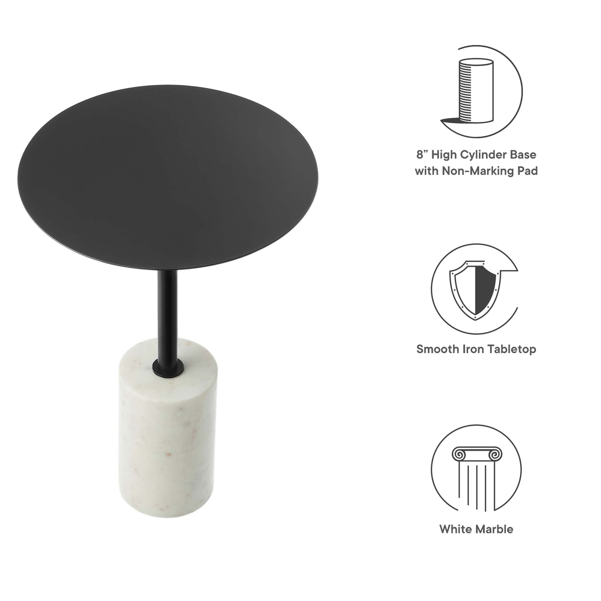 Lyric Round Side Table, White Black