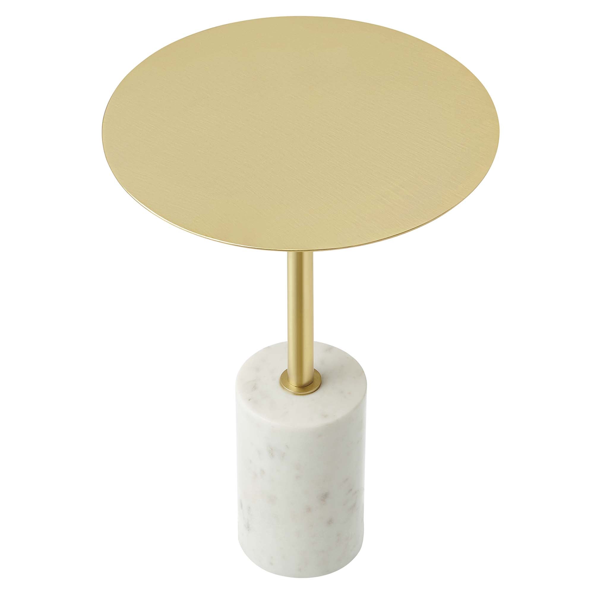 Lyric Round Side Table, White Brass