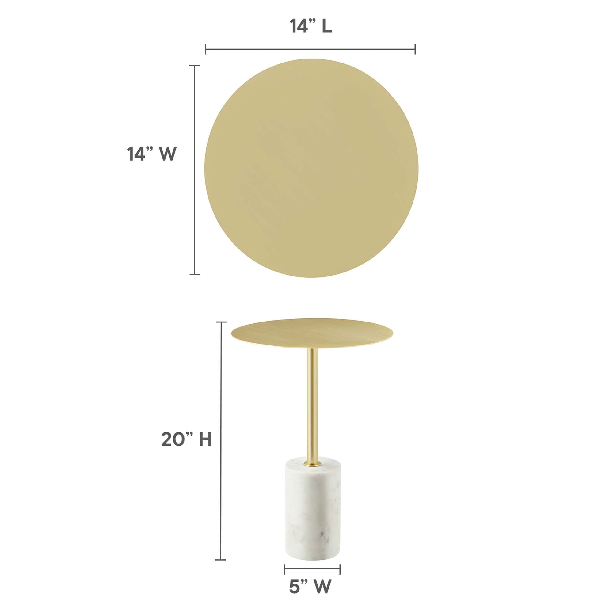 Lyric Round Side Table, White Brass