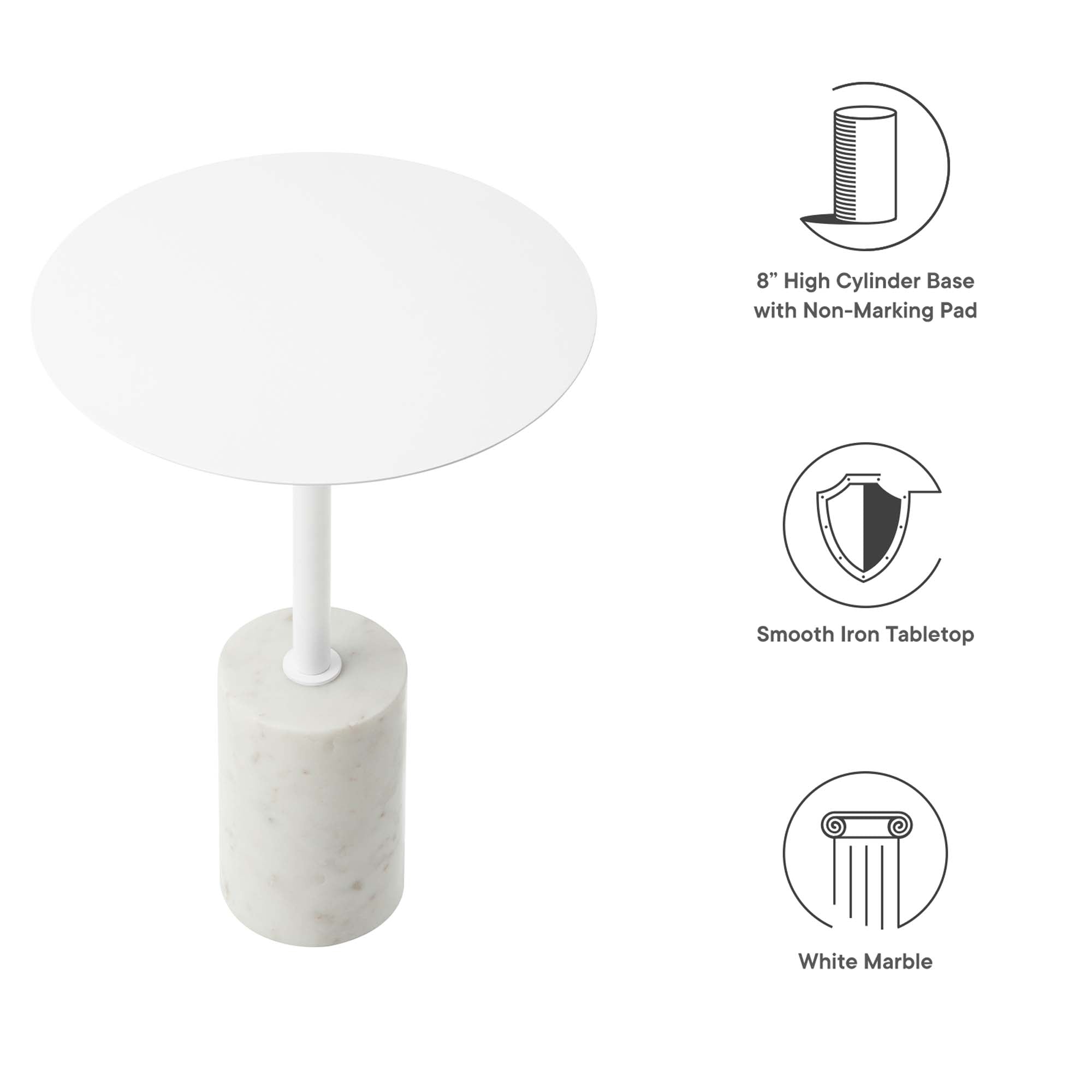 Lyric Round Side Table, White White
