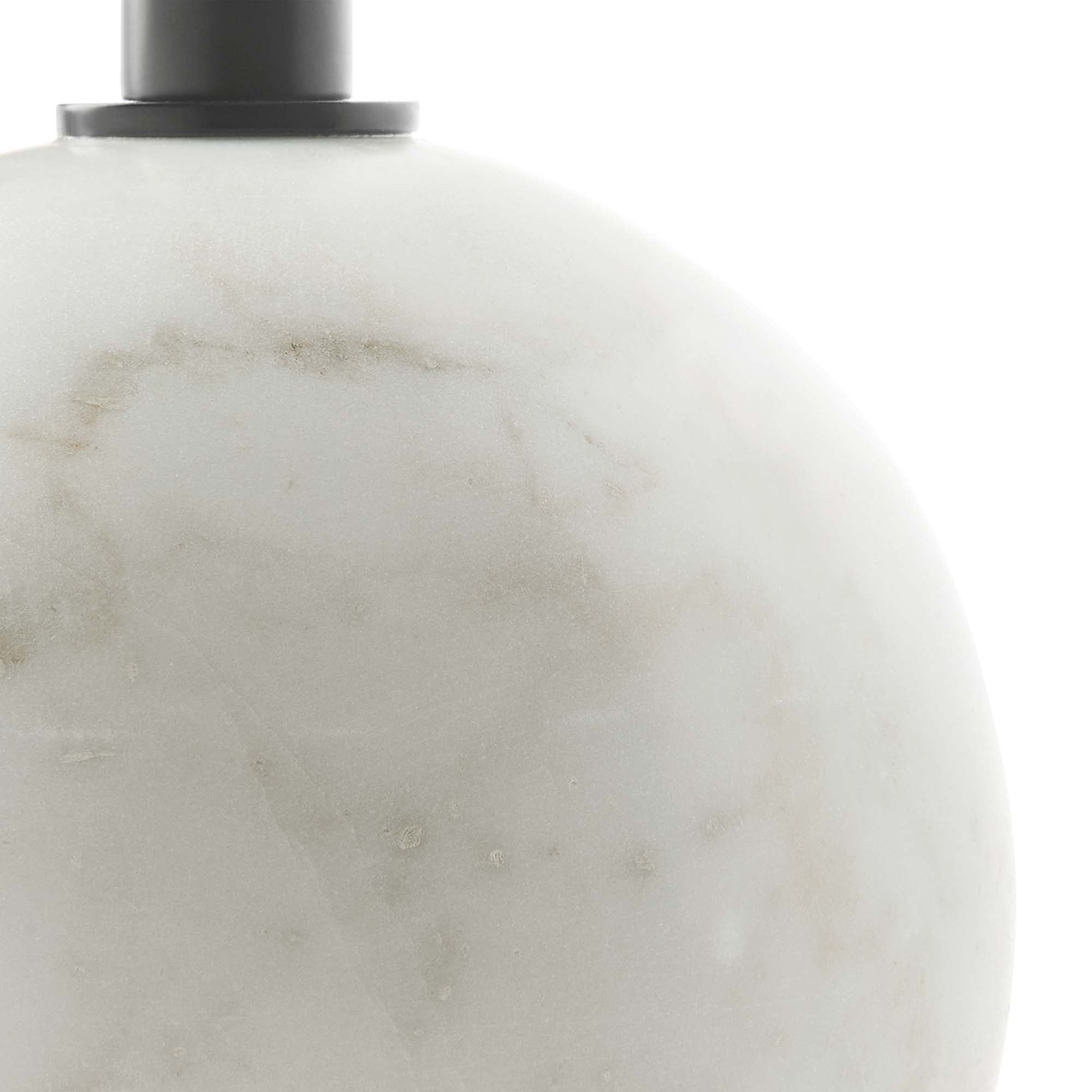 Aliza Round White Marble Side Table, White Black