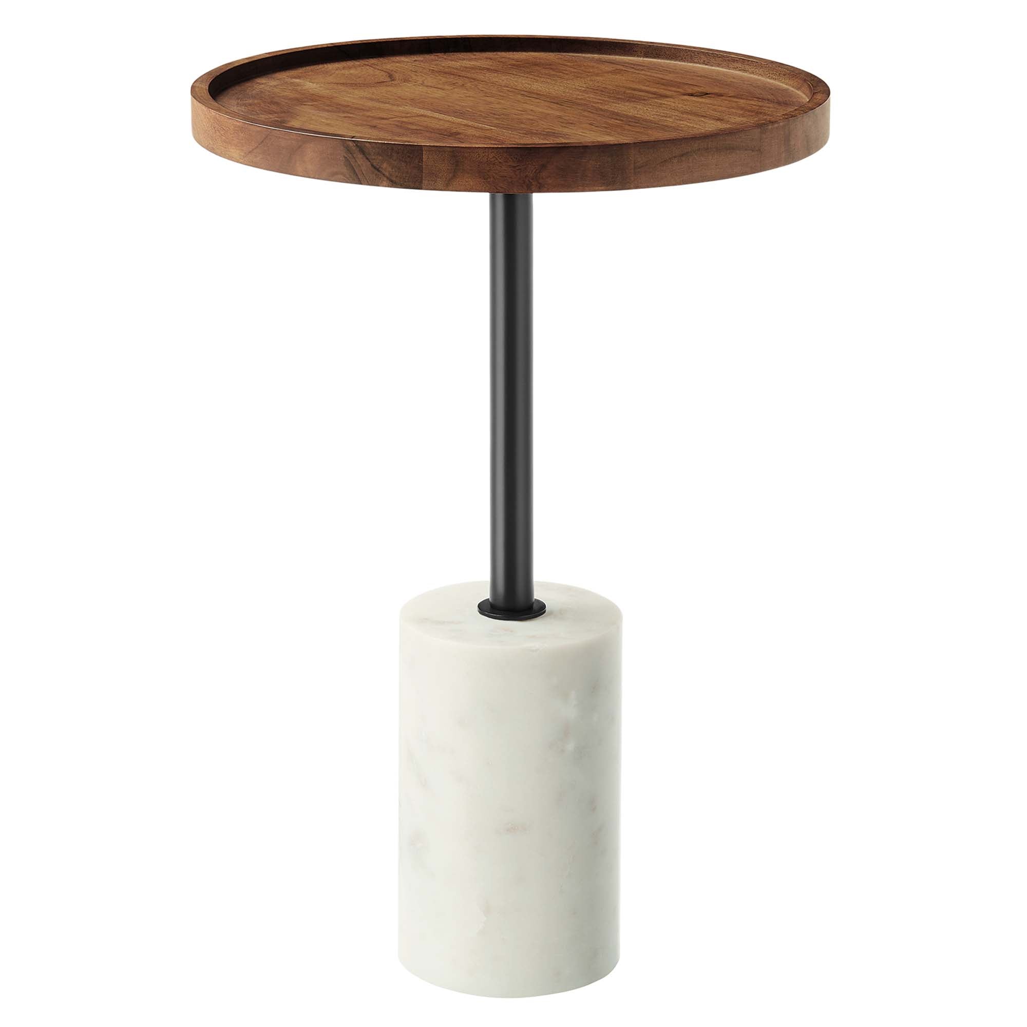 Amina Round Acacia Wood Side Table, White Light Oak