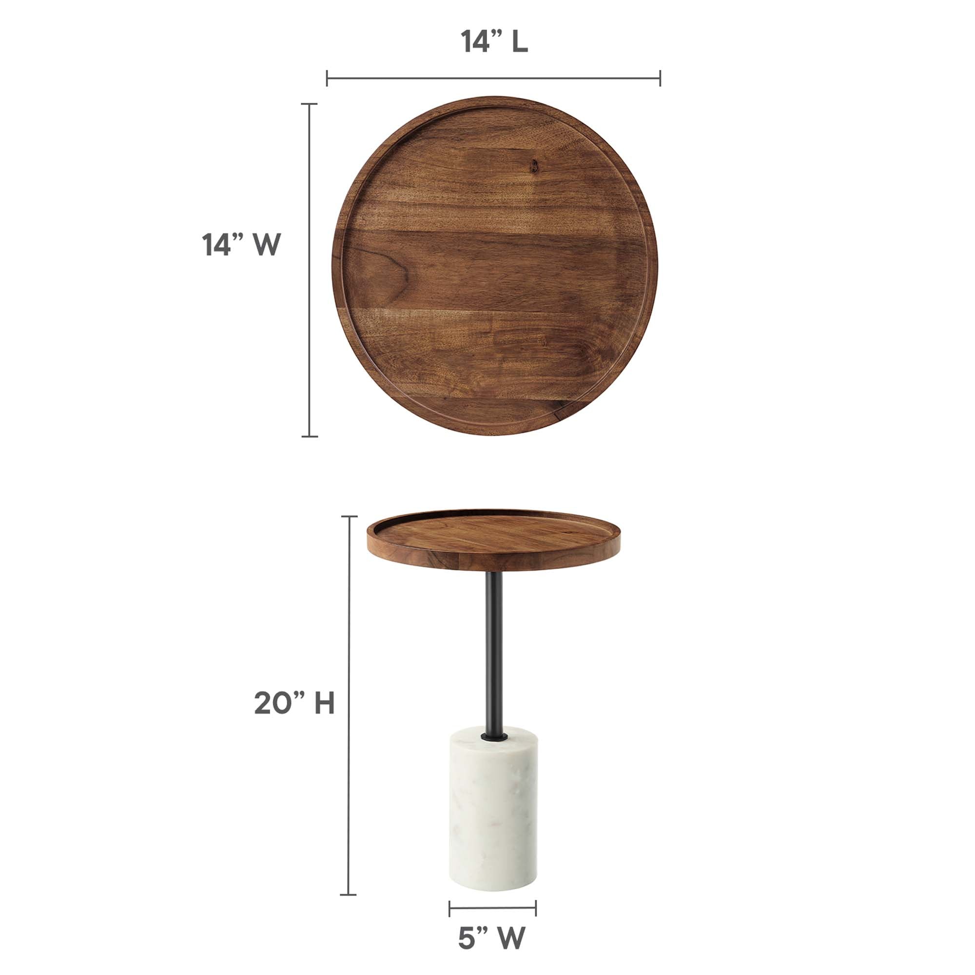 Amina Round Acacia Wood Side Table, White Light Oak
