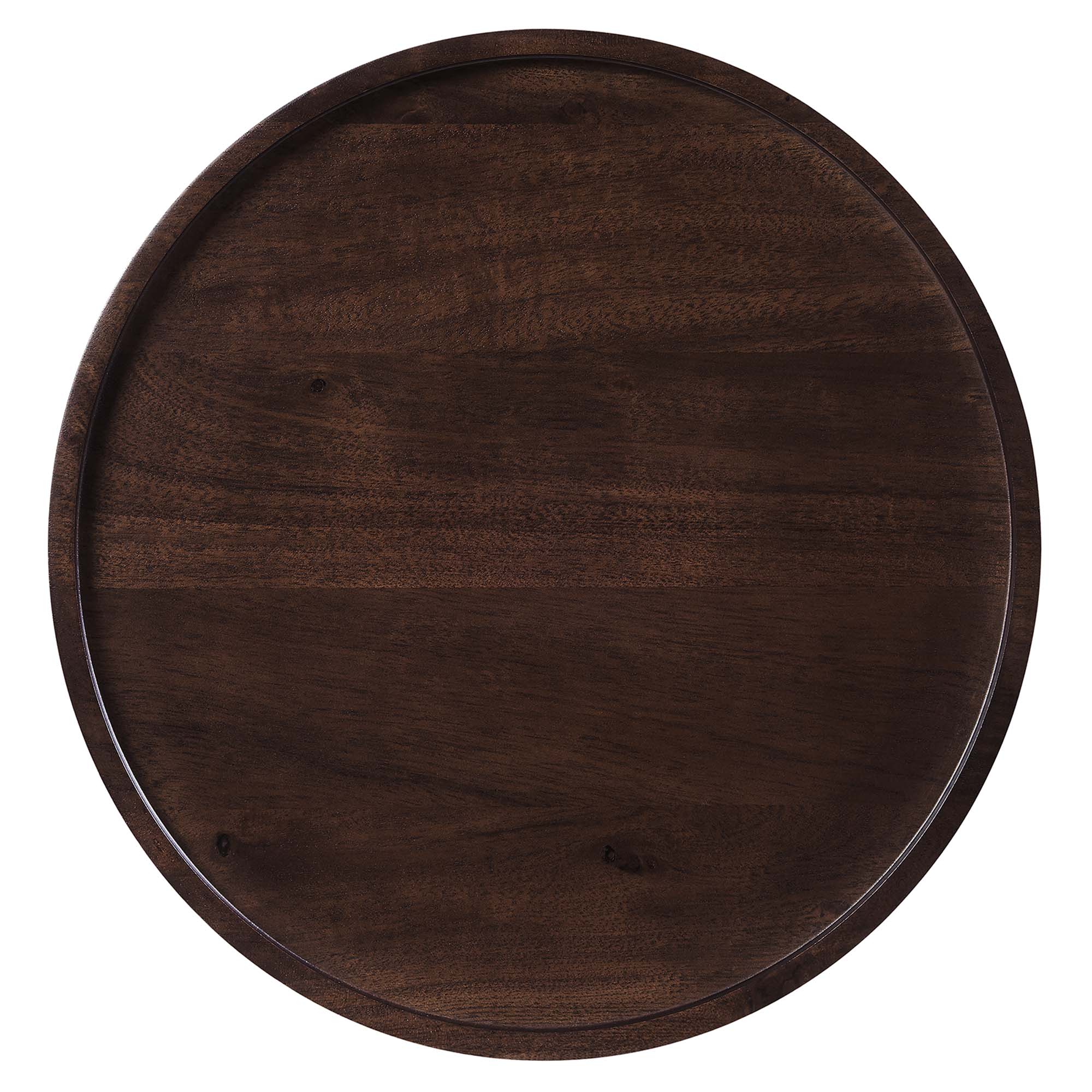 Amina Round Acacia Wood Side Table, White Walnut