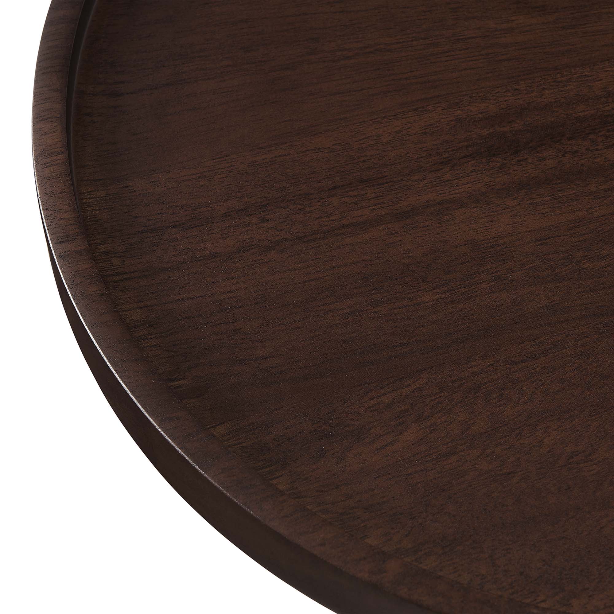 Amina Round Acacia Wood Side Table, White Walnut