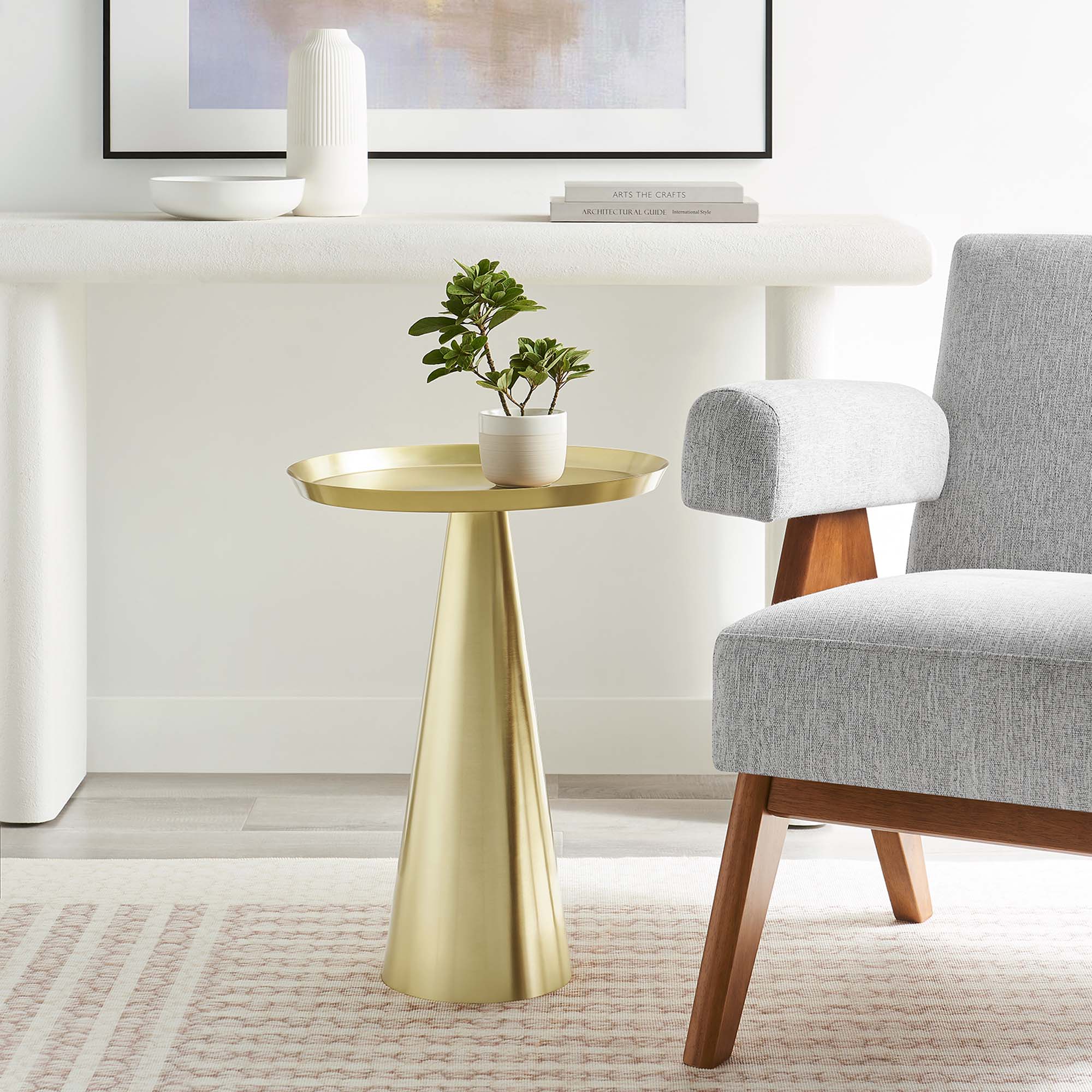 Maren Round Side Table, Brass