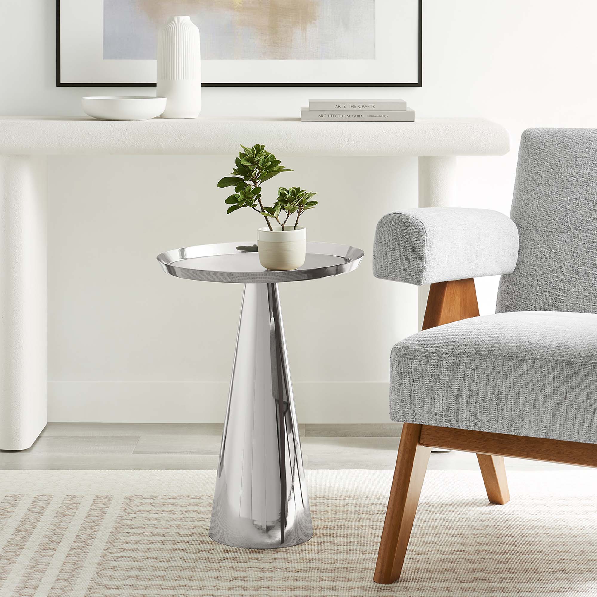 Maren Round Side Table, Nickel
