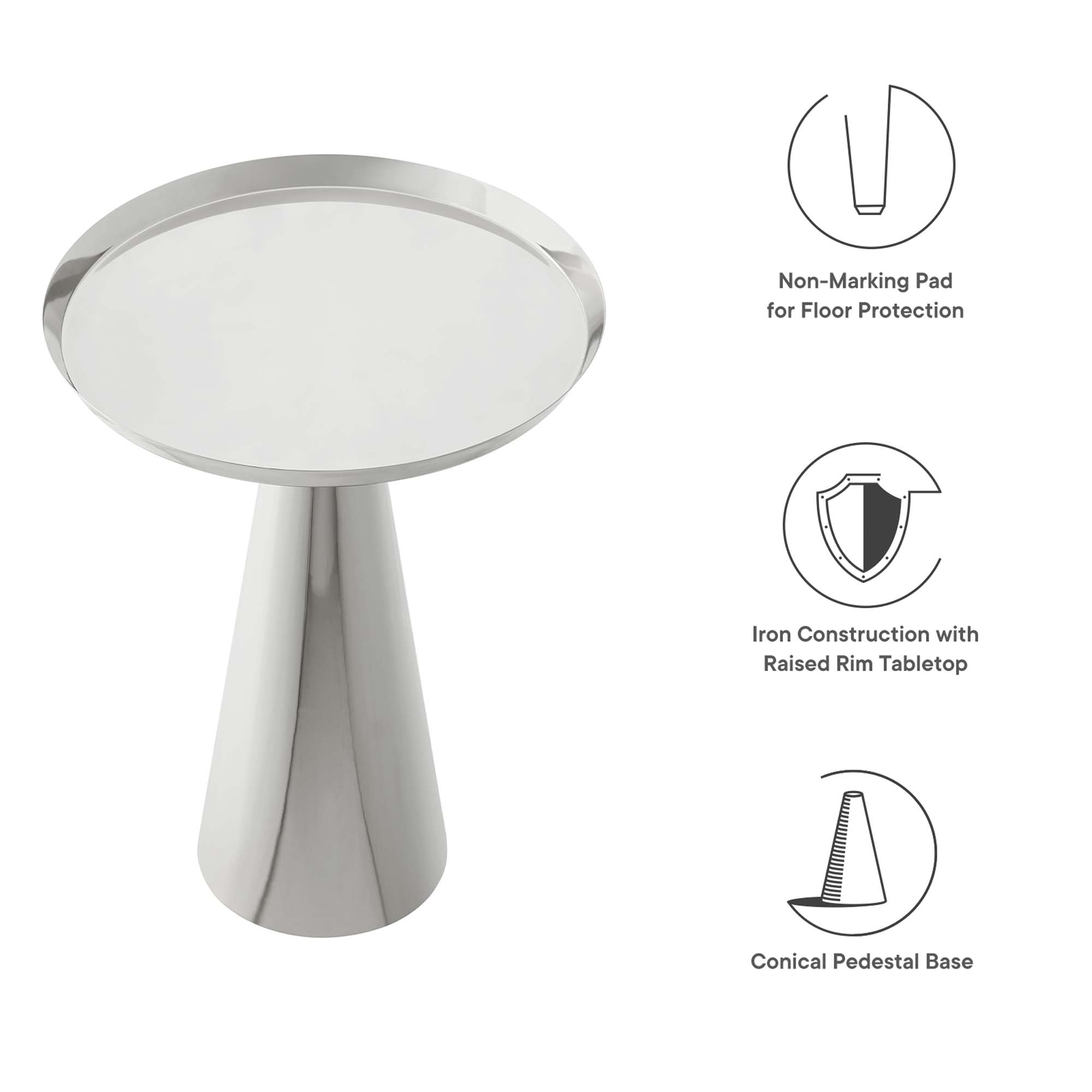 Maren Round Side Table, Nickel