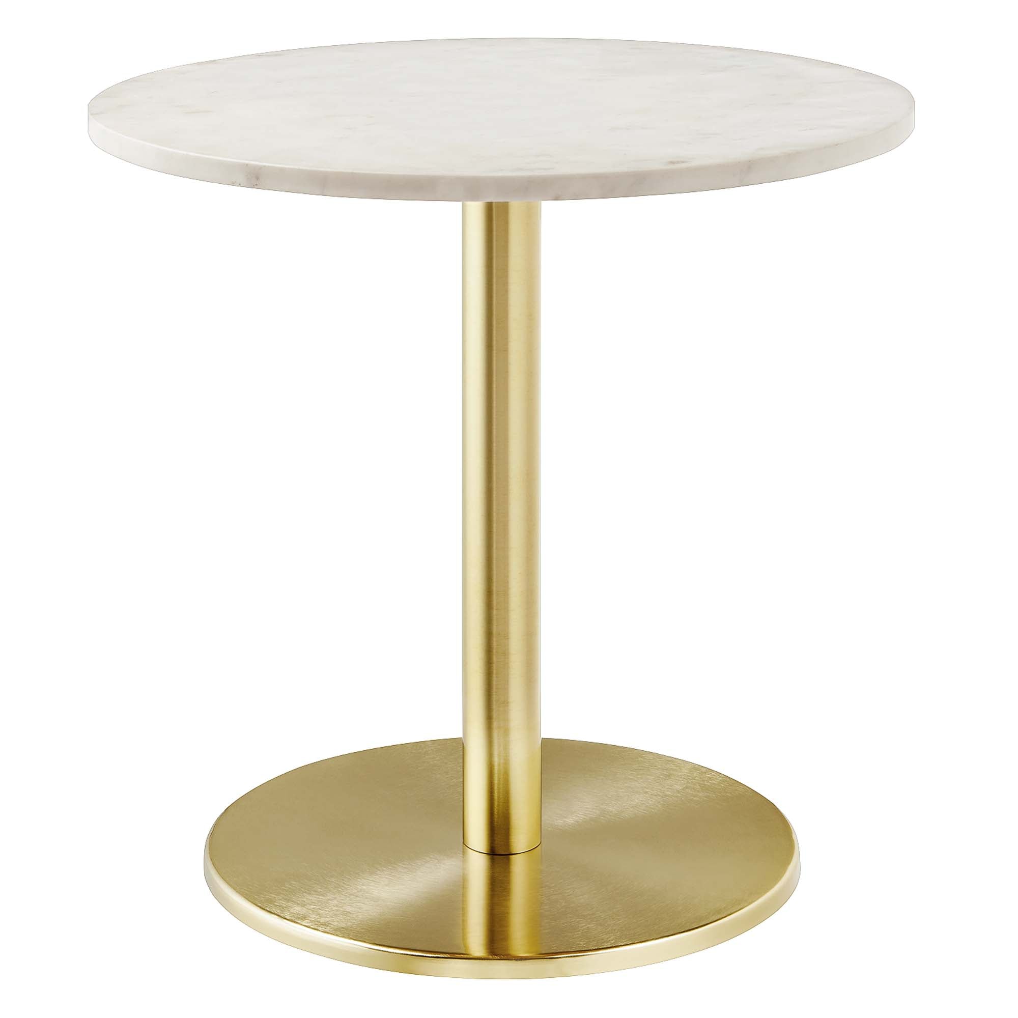Viva Round White Marble Side Table, Brass White