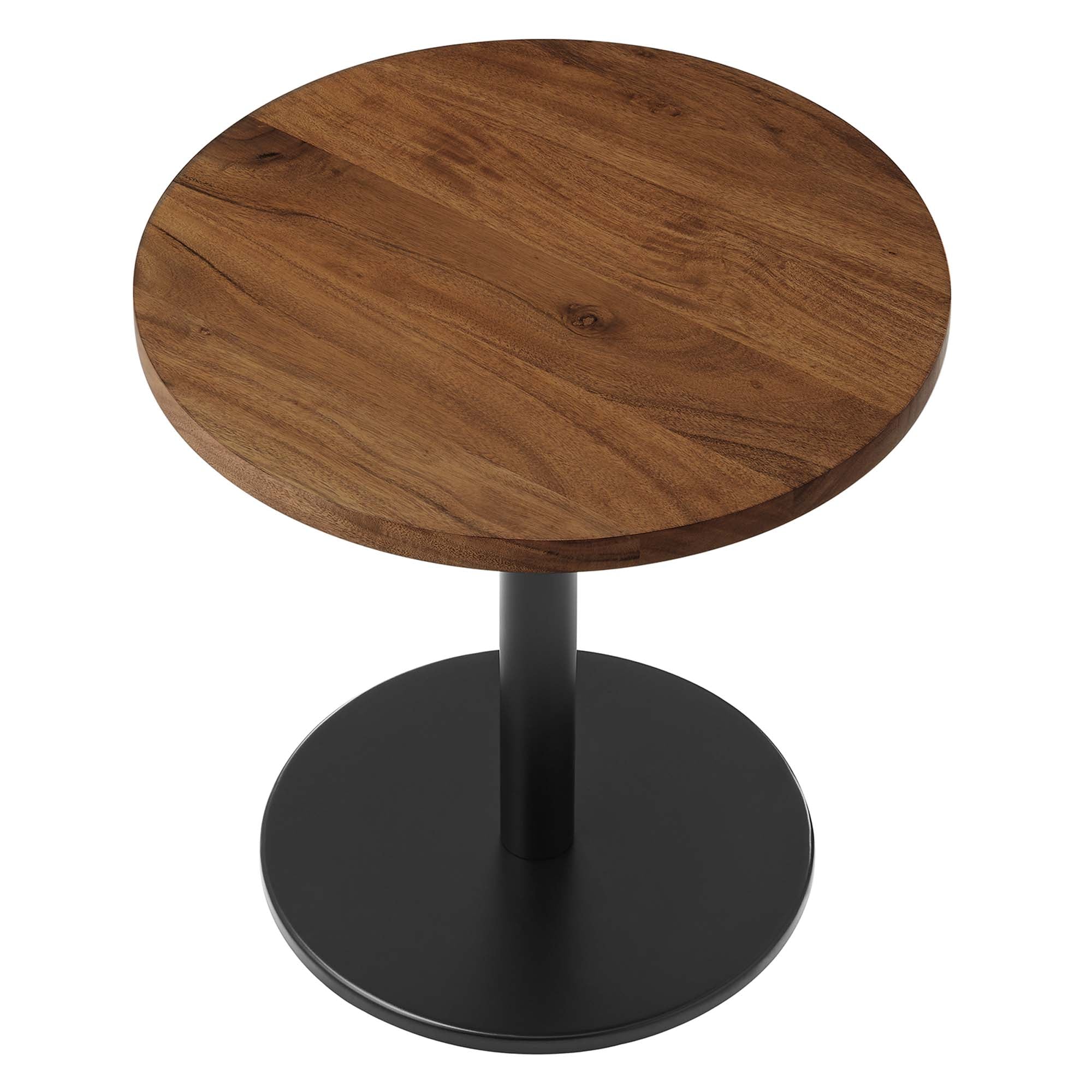 Viva Round Acacia Wood Side Table, Black Light Oak