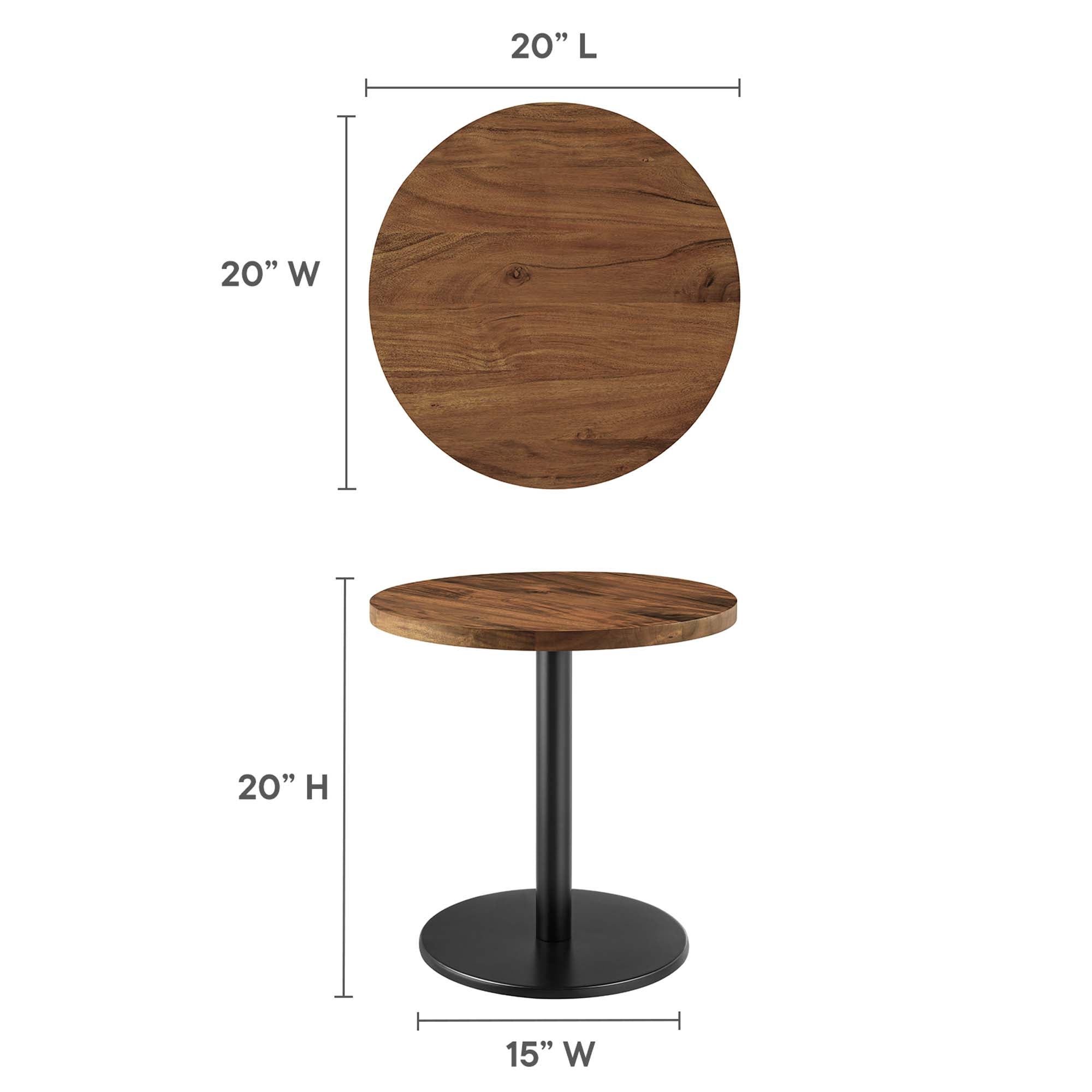 Viva Round Acacia Wood Side Table, Black Light Oak